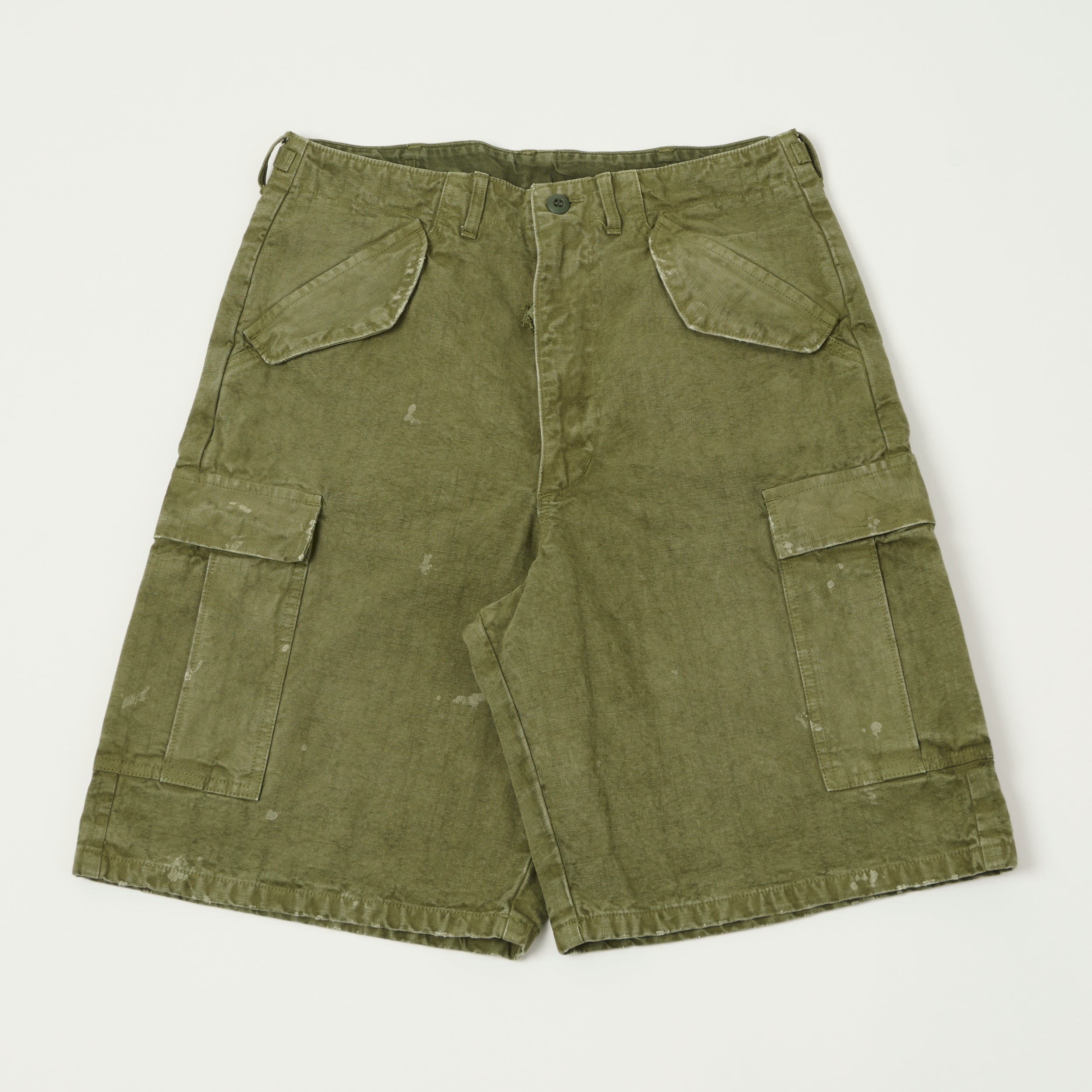 FULLCOUNT 1144 'Vintage Effect' Tent Cloth Field Cargo Shorts - Olive