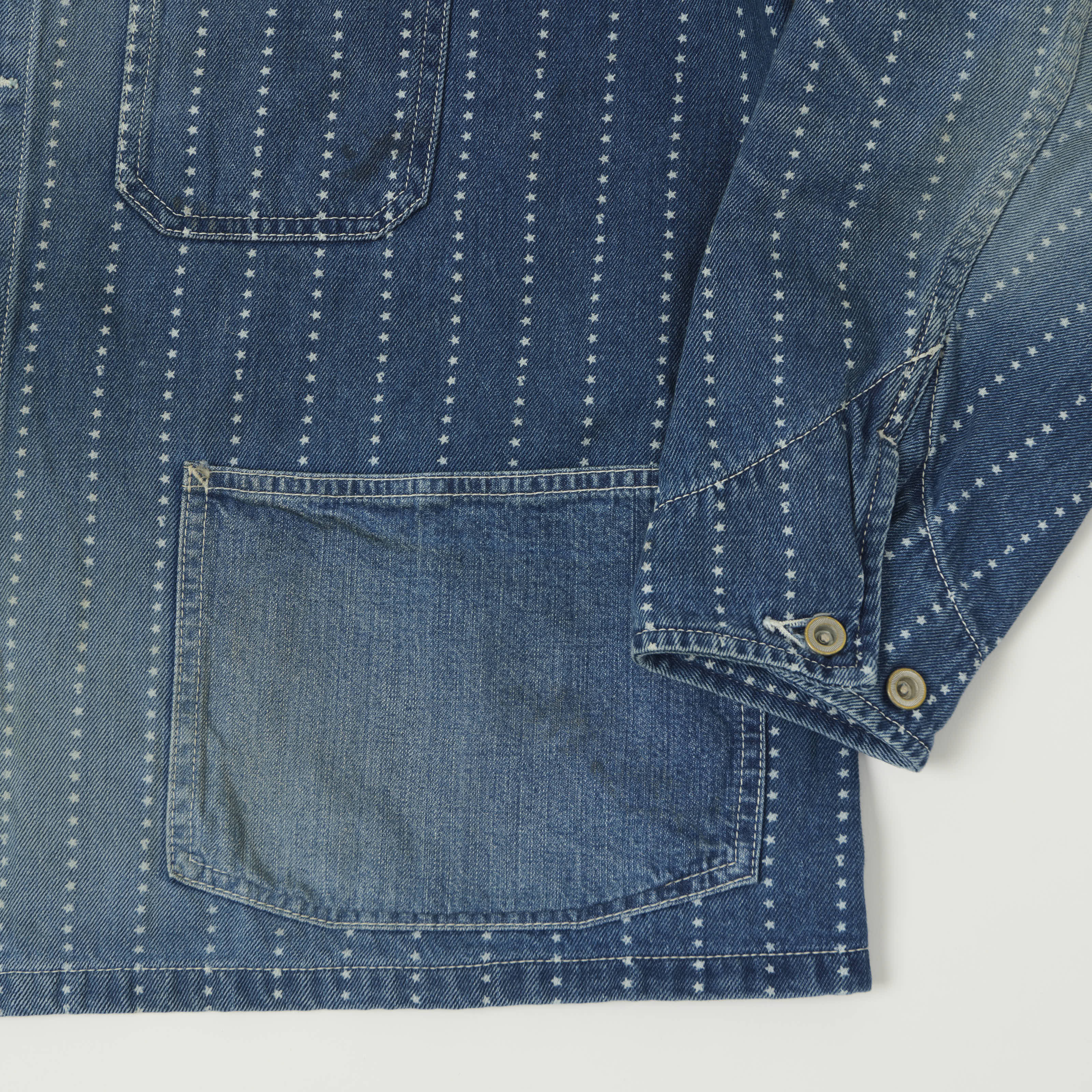 FULLCOUNT 2051 Star Print Wabash Chore Jacket - Heavy Wash