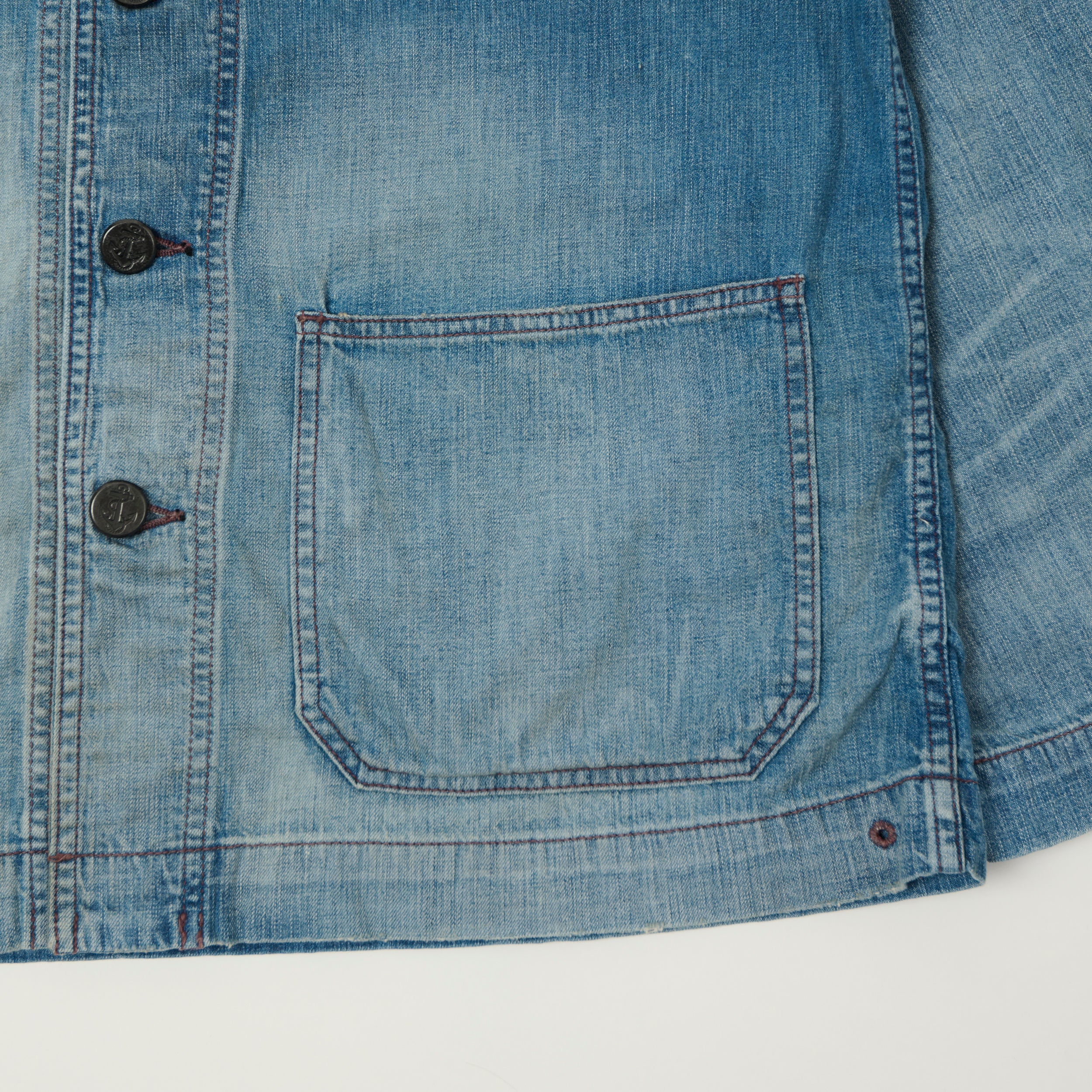 FULLCOUNT 2052 8oz Denim U.S. Navy Shawl Collar Jacket - 'Master of Reality' Wash