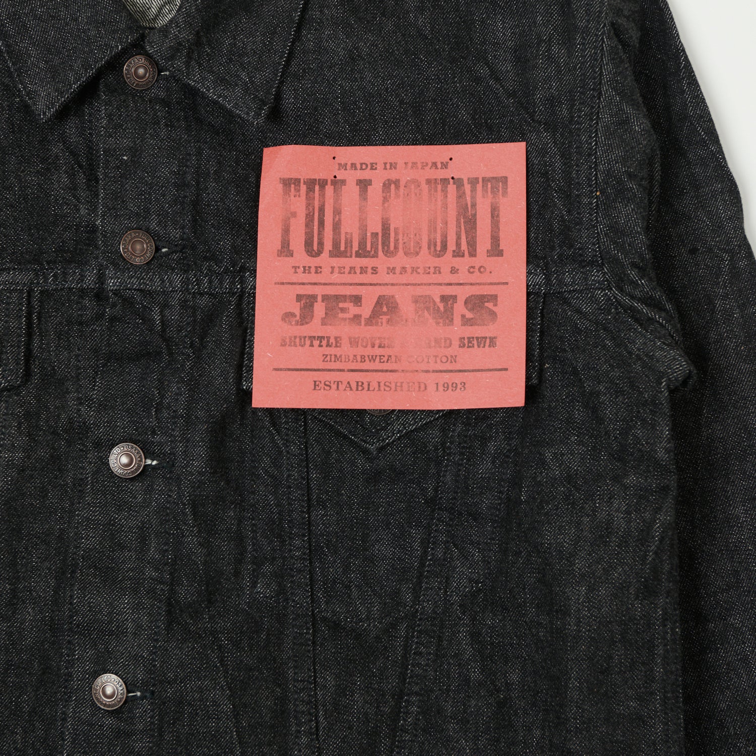 FULLCOUNT 2101 13.7oz Type III Denim Jacket - Black One Wash