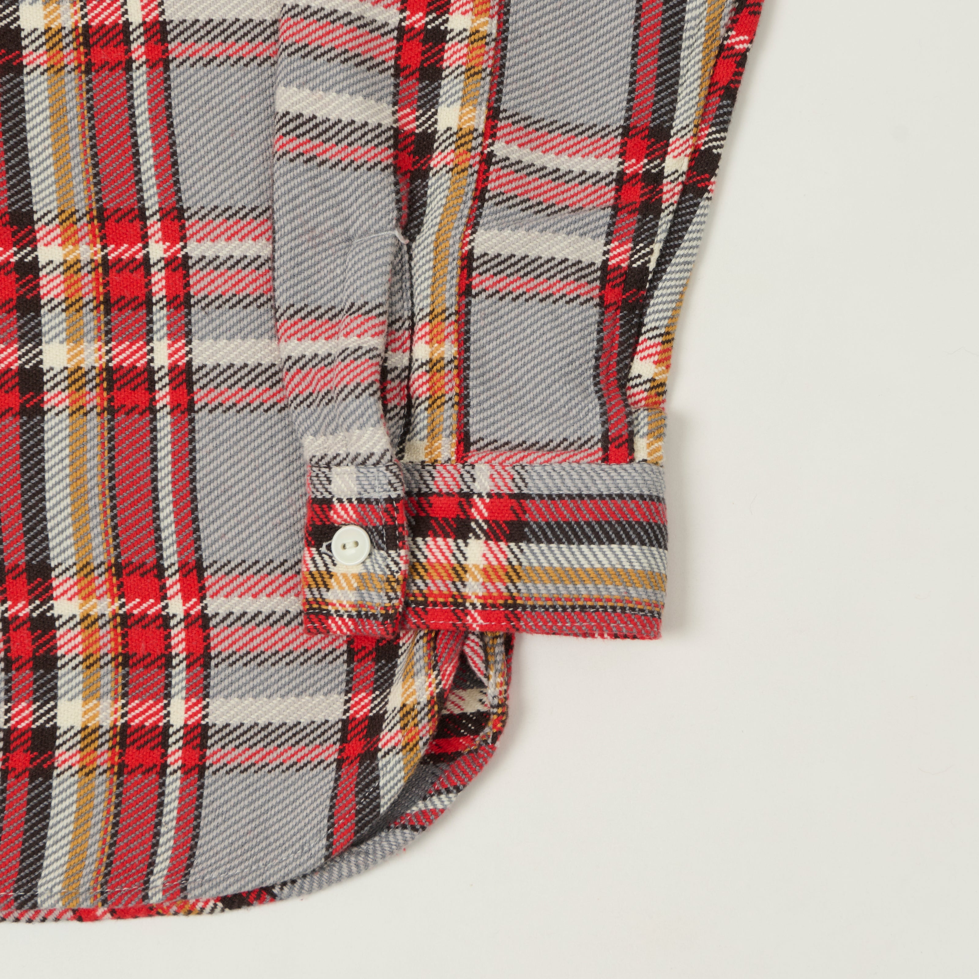 FULLCOUNT 4094 Plaid Flannel Work Shirt - Grey/Red