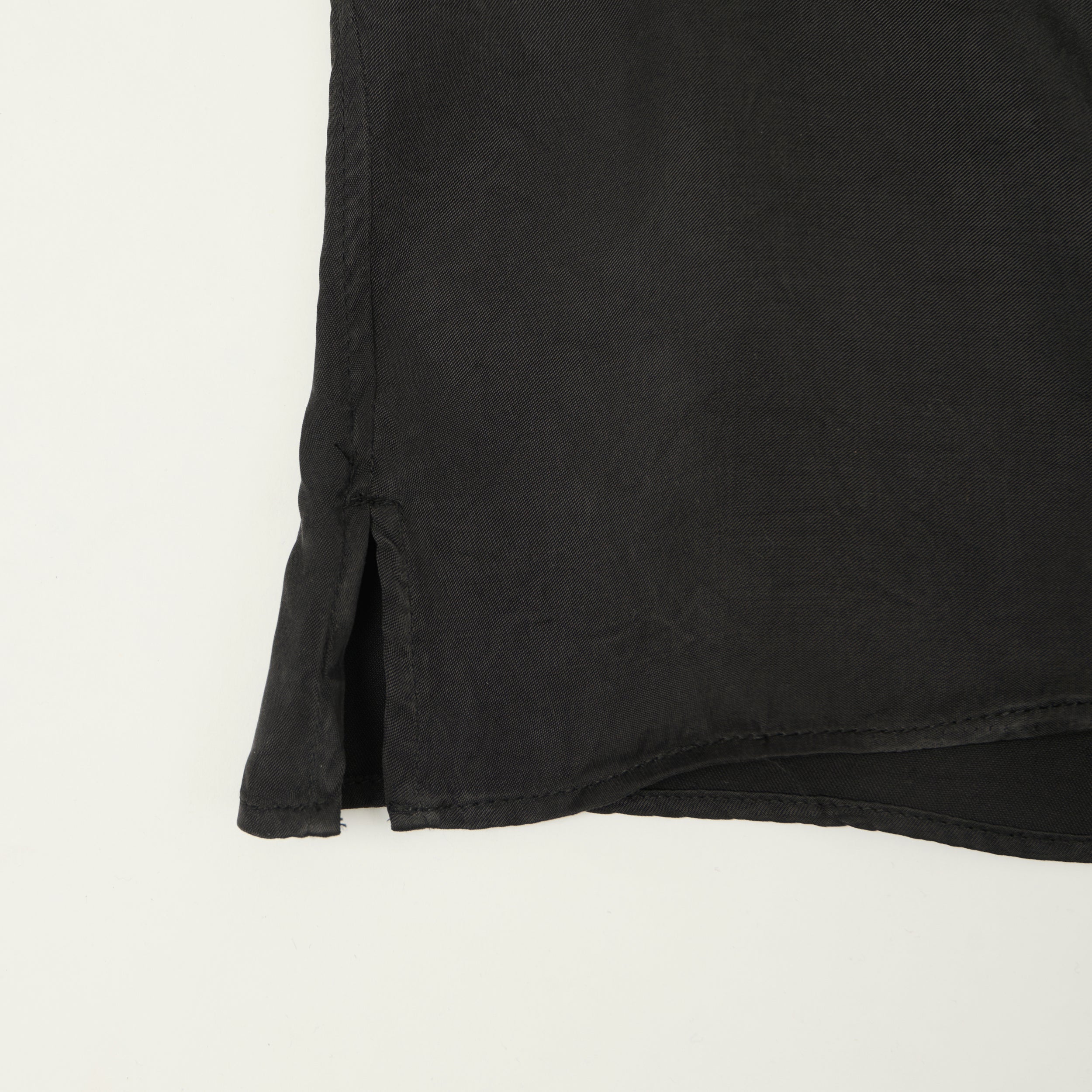 FULLCOUNT 4100 Satin Cupra Open Collar Shirt - Black