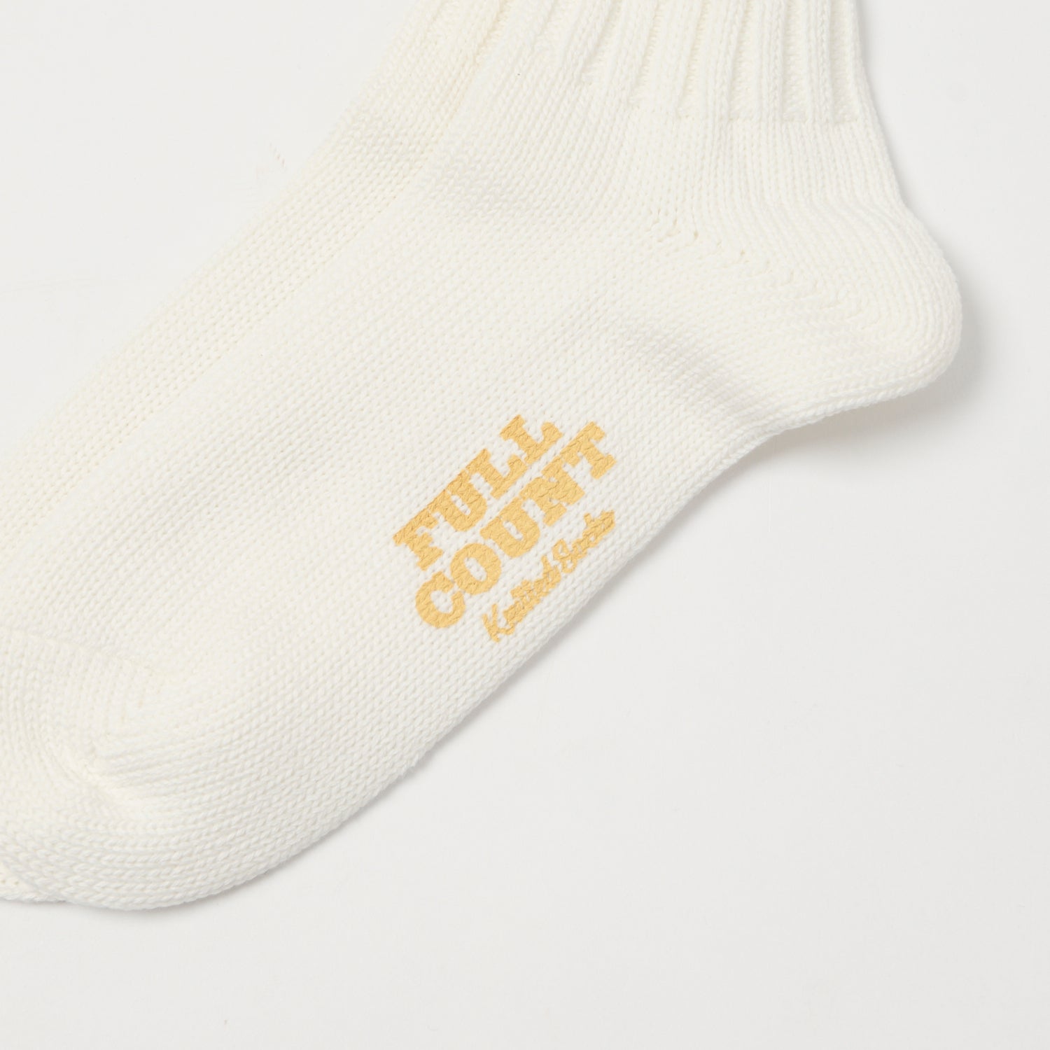 FULLCOUNT All Cotton Knit Ribbed Sock - White/Orange/Blue