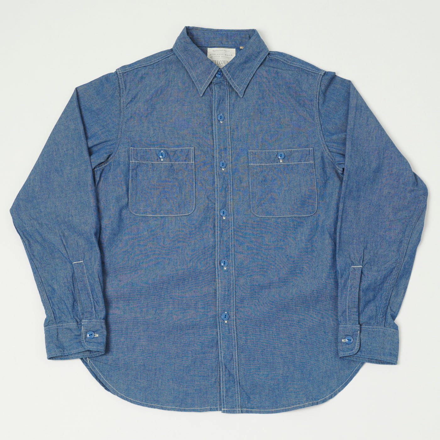 FULLCOUNT 4810 5oz Chambray Work Shirt - Mid Blue