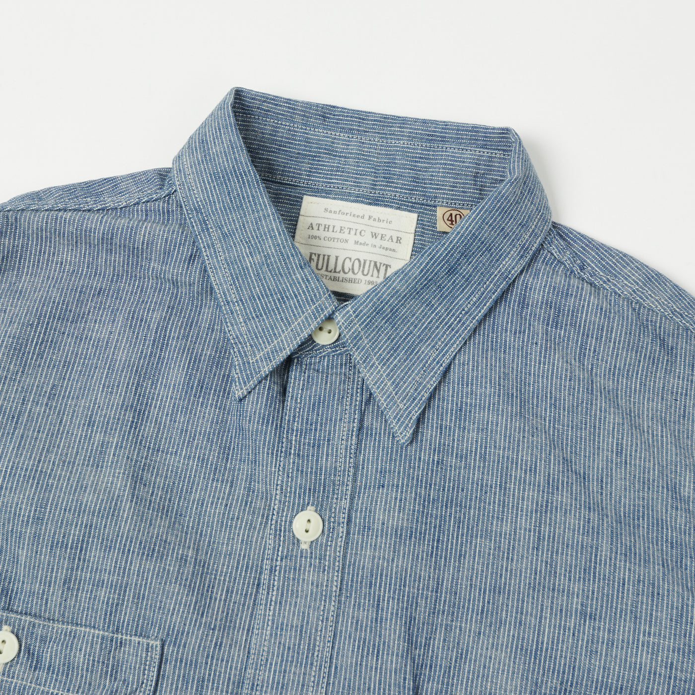 FULLCOUNT 4821 5oz Stripe Chambray Work Shirt - Indigo Stripe