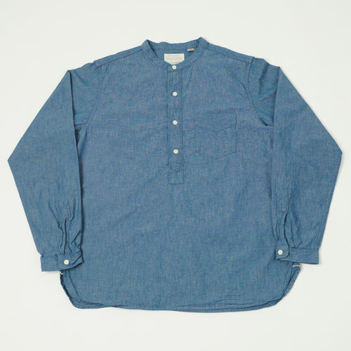 FULLCOUNT 4900 Stand Collar Pullover Chambray Shirt - Blue