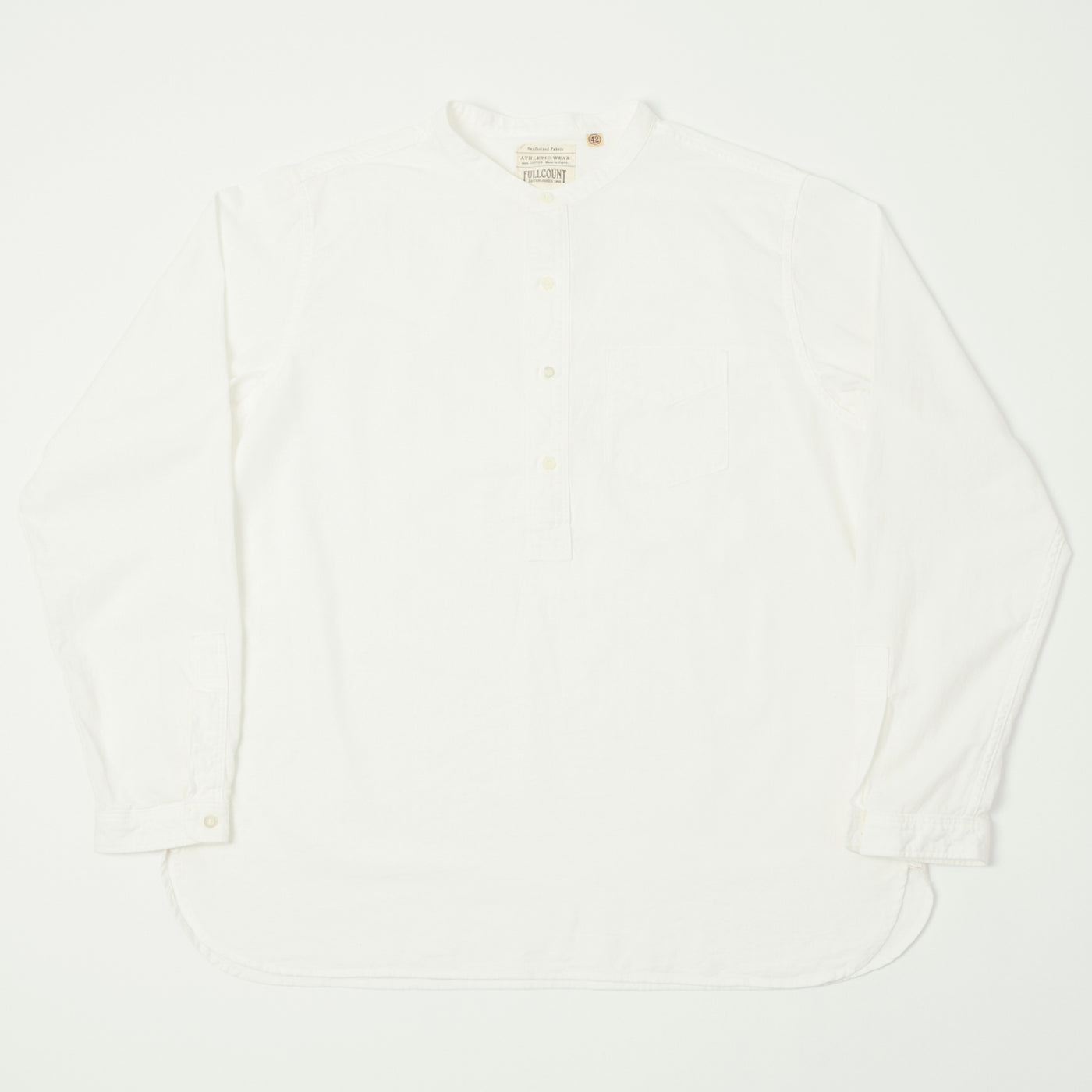 FULLCOUNT 4900 Stand Collar Pullover Chambray Shirt - White