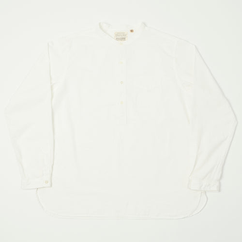 FULLCOUNT 4900 Stand Collar Pullover Chambray Shirt - White
