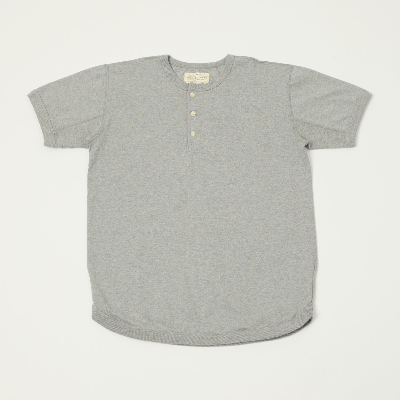 FULLCOUNT 5222H Flat Seam Heavyweight Henley - Heather Grey