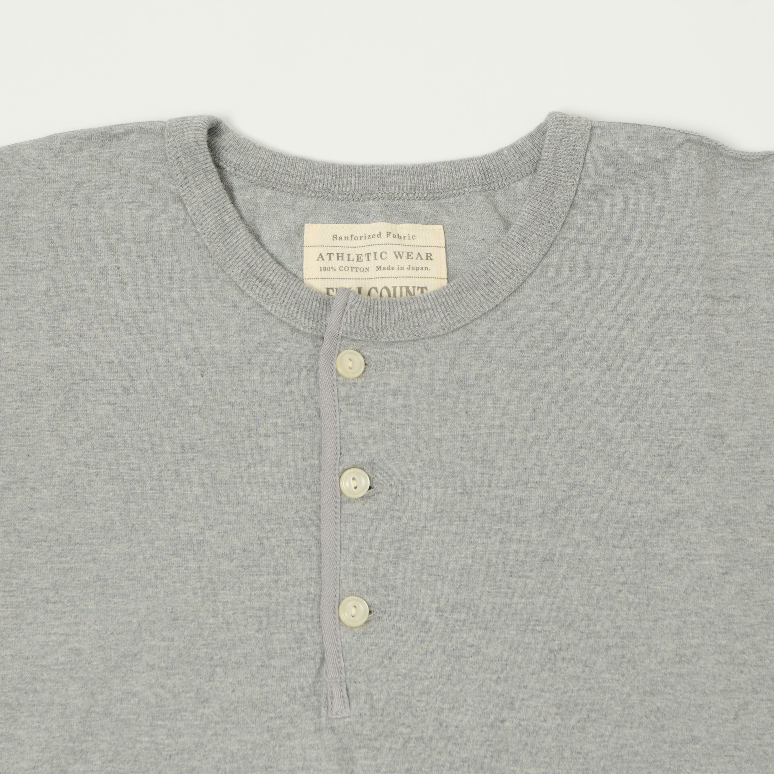 FULLCOUNT 5222H Flat Seam Heavyweight Henley - Heather Grey