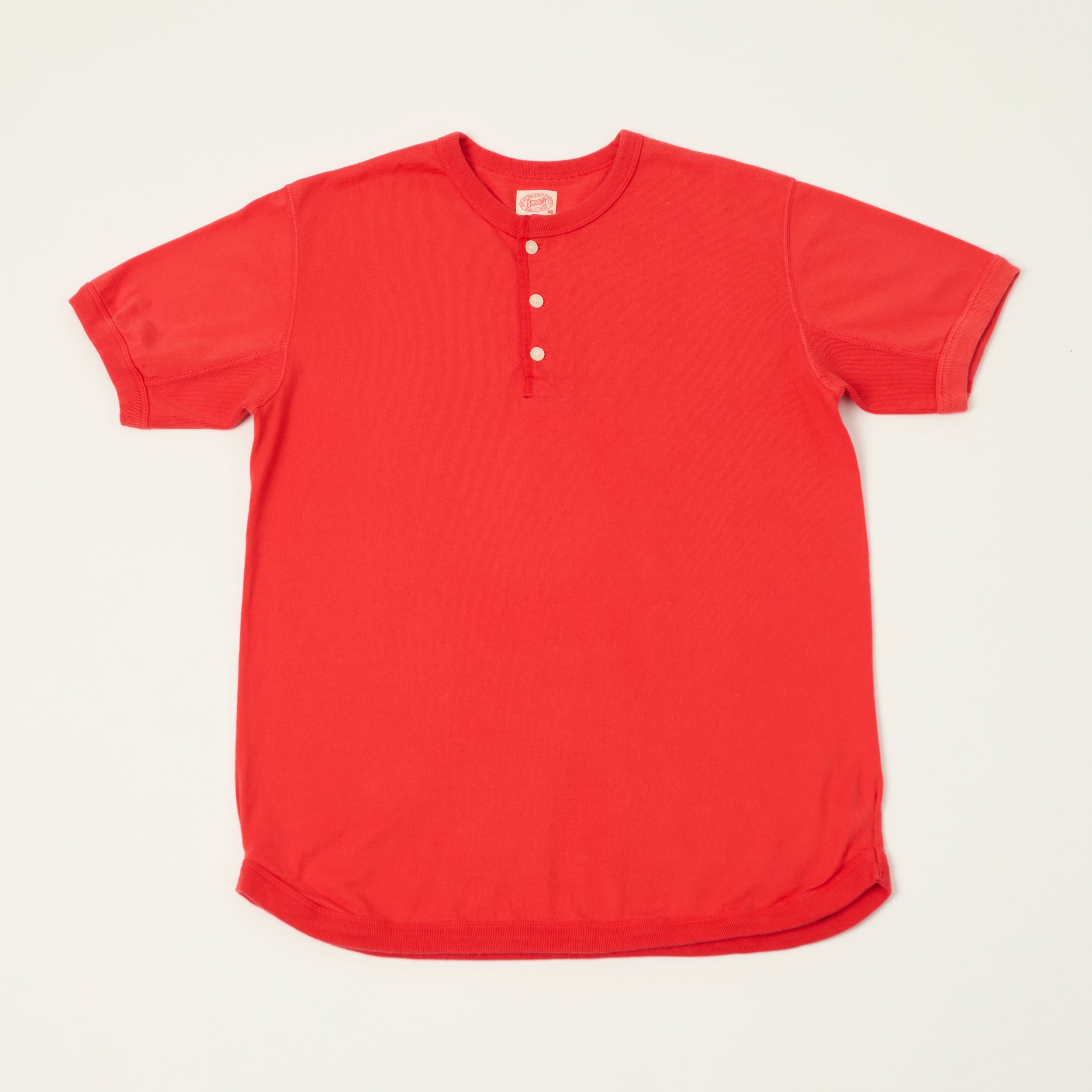 FULLCOUNT 5222H Flat Seam Heavyweight Henley - Red