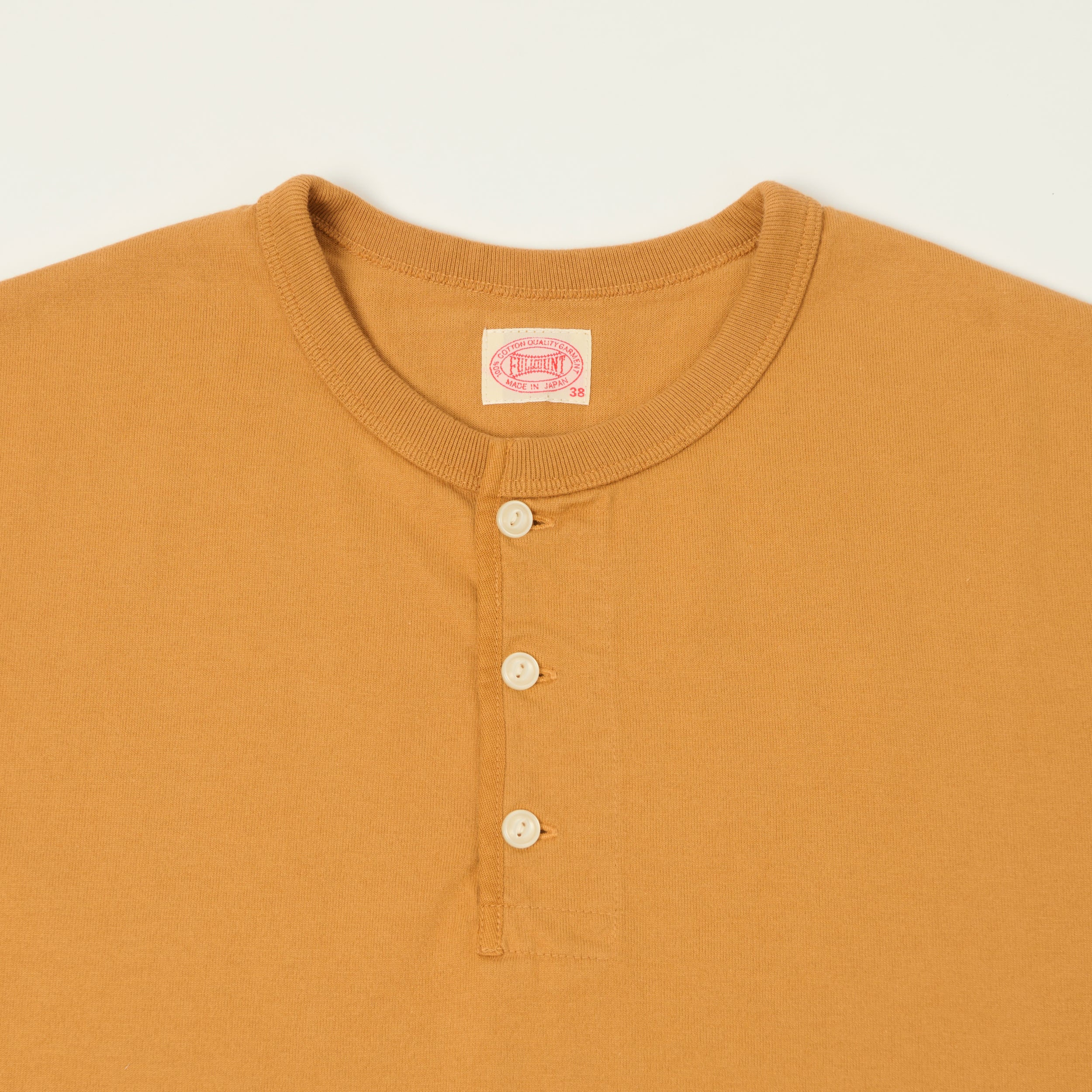 FULLCOUNT 5222H Flat Seam Heavyweight Henley - Saffron