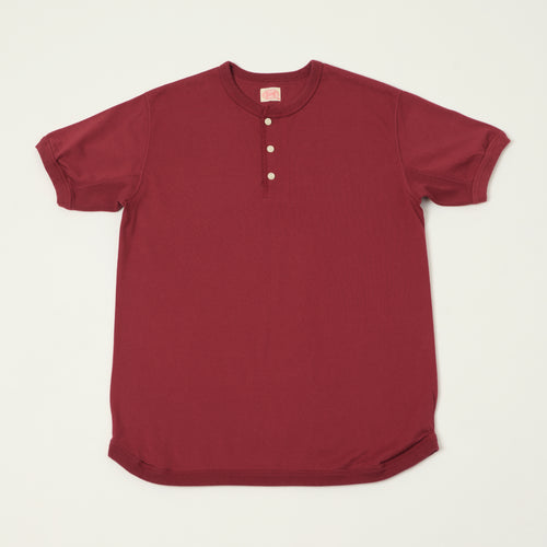 FULLCOUNT 5222H Flat Seam Heavyweight Henley - Burgundy