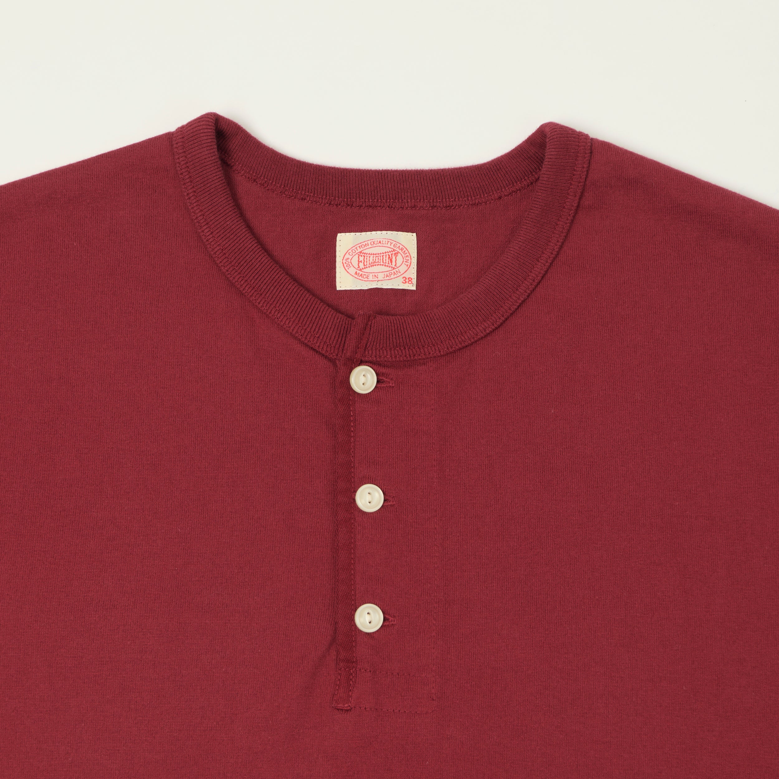 FULLCOUNT 5222H Flat Seam Heavyweight Henley - Burgundy