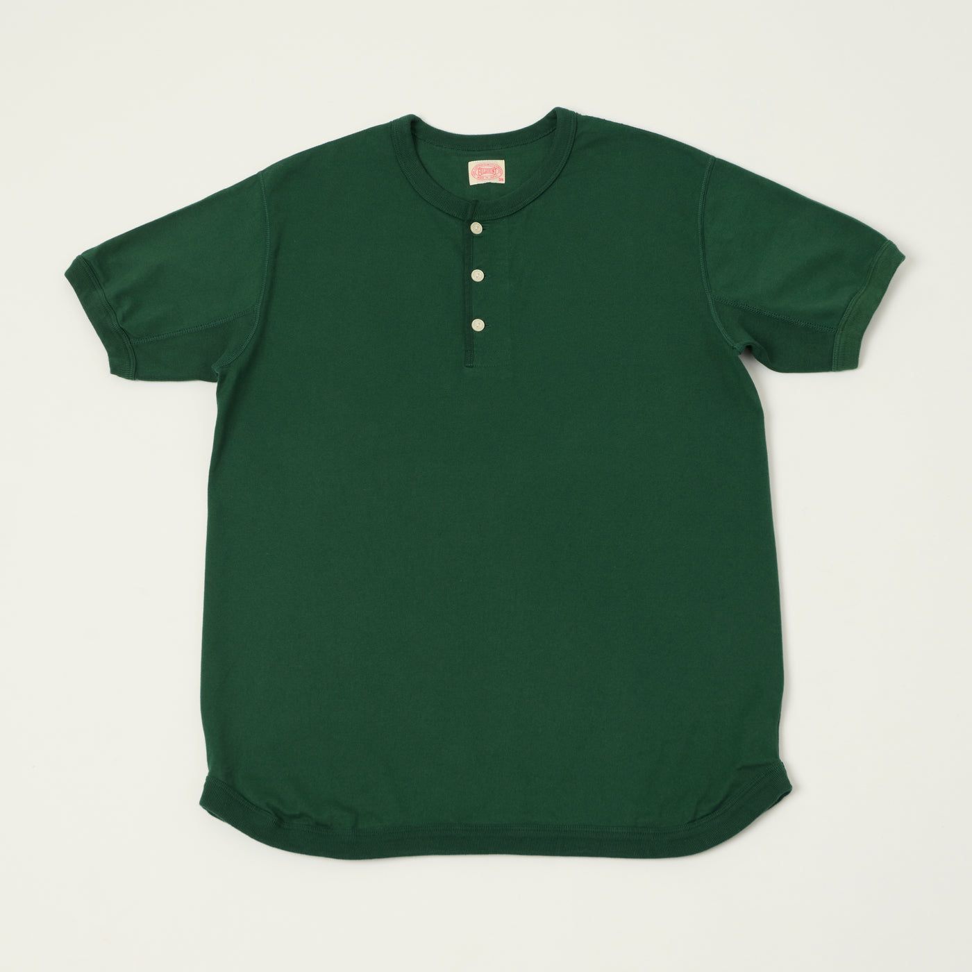 FULLCOUNT 5222H Flat Seam Heavyweight Henley - Dark Green