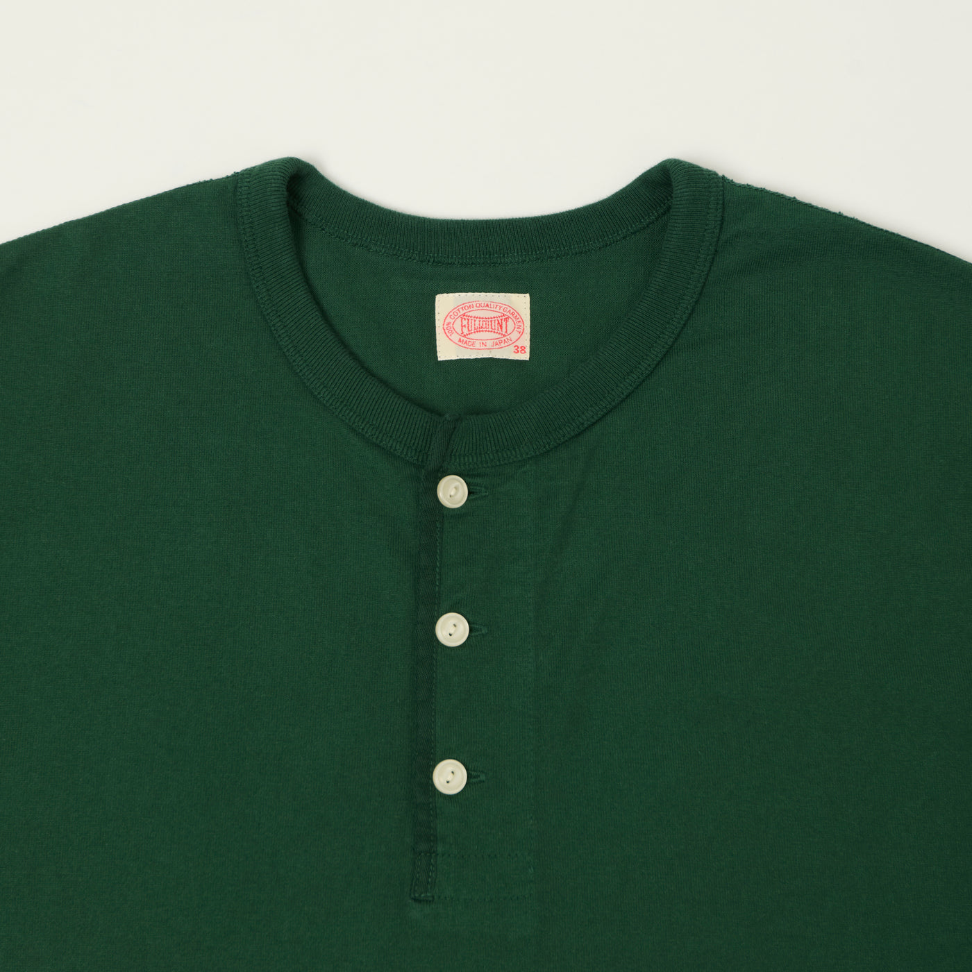 FULLCOUNT 5222H Flat Seam Heavyweight Henley - Dark Green