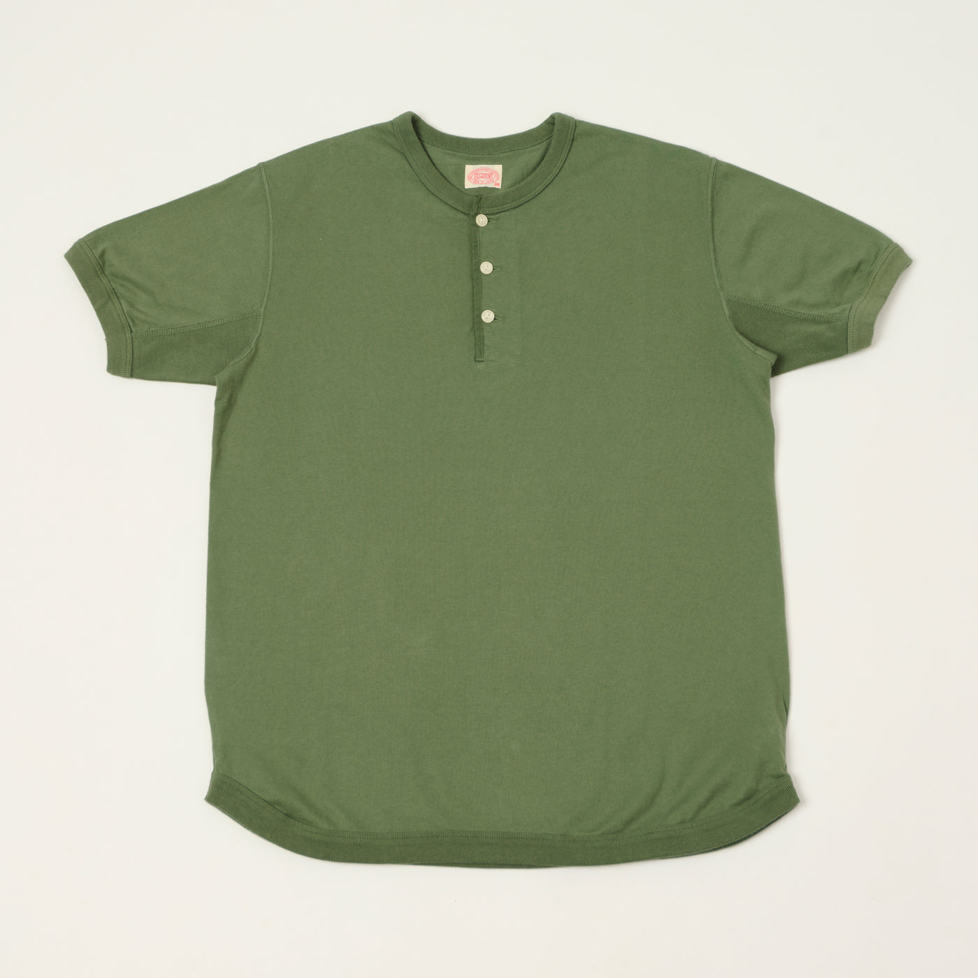 FULLCOUNT 5222H Flat Seam Heavyweight Henley - Evergreen