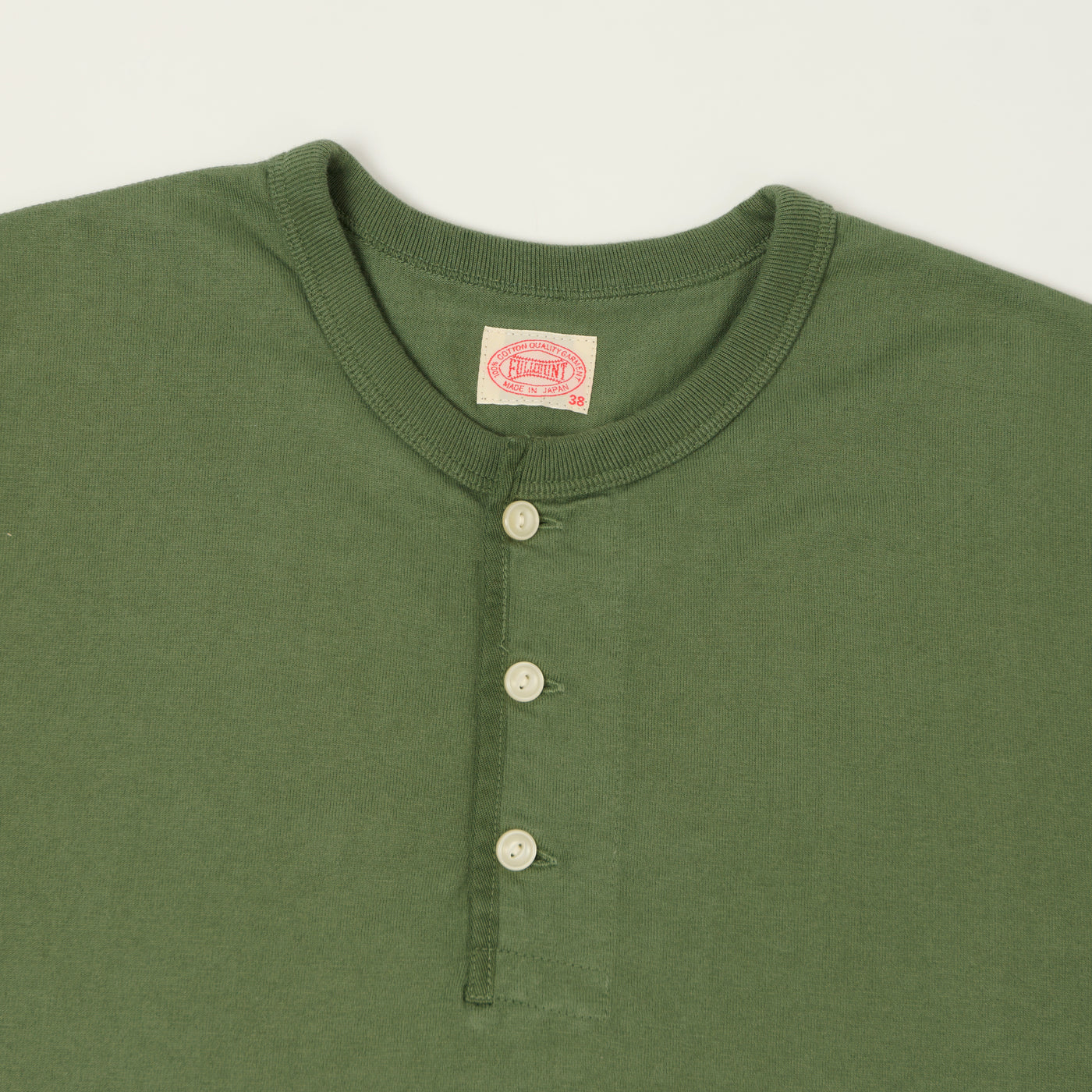 FULLCOUNT 5222H Flat Seam Heavyweight Henley - Evergreen