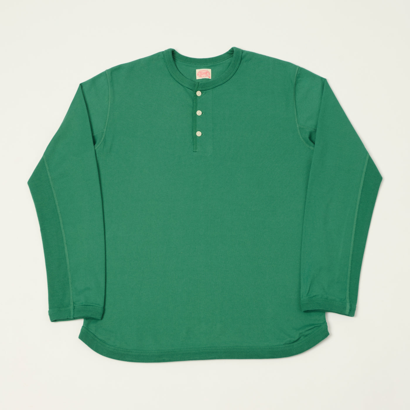 FULLCOUNT 5222LH Flat Seam Heavyweight Henley - Green