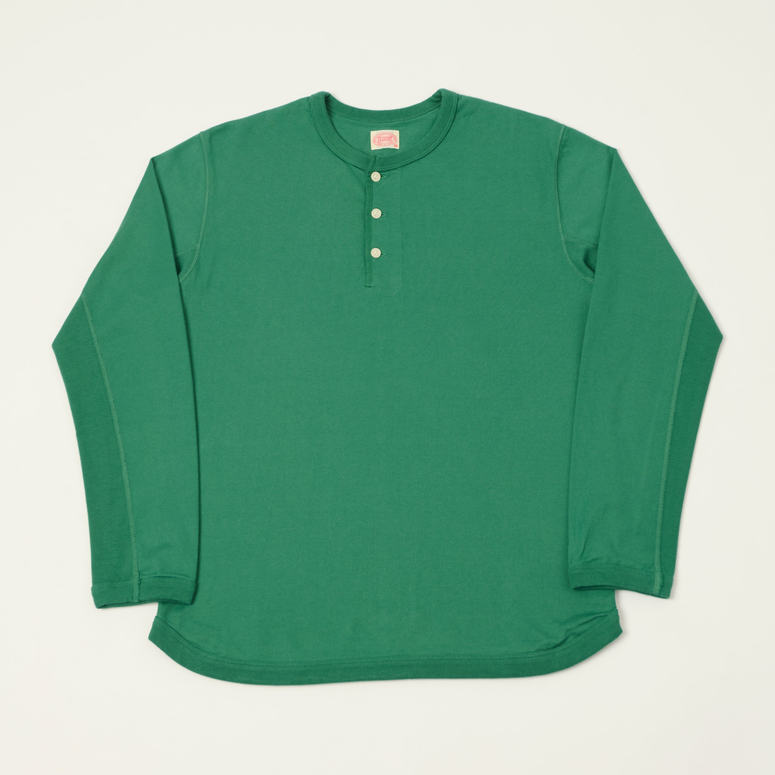 FULLCOUNT 5222LH Flat Seam Heavyweight Henley - Green