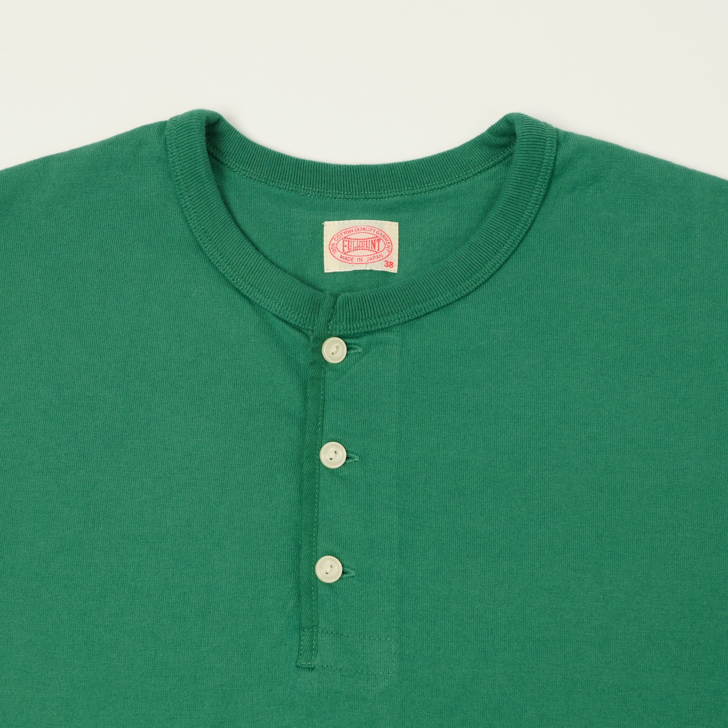 FULLCOUNT 5222LH Flat Seam Heavyweight Henley - Green