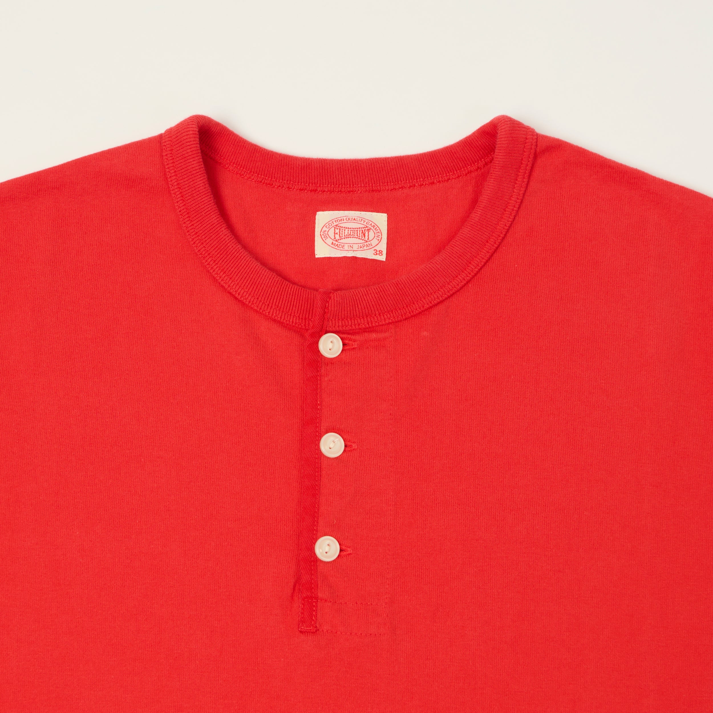 FULLCOUNT 5222LH Flat Seam Heavyweight Henley - Red