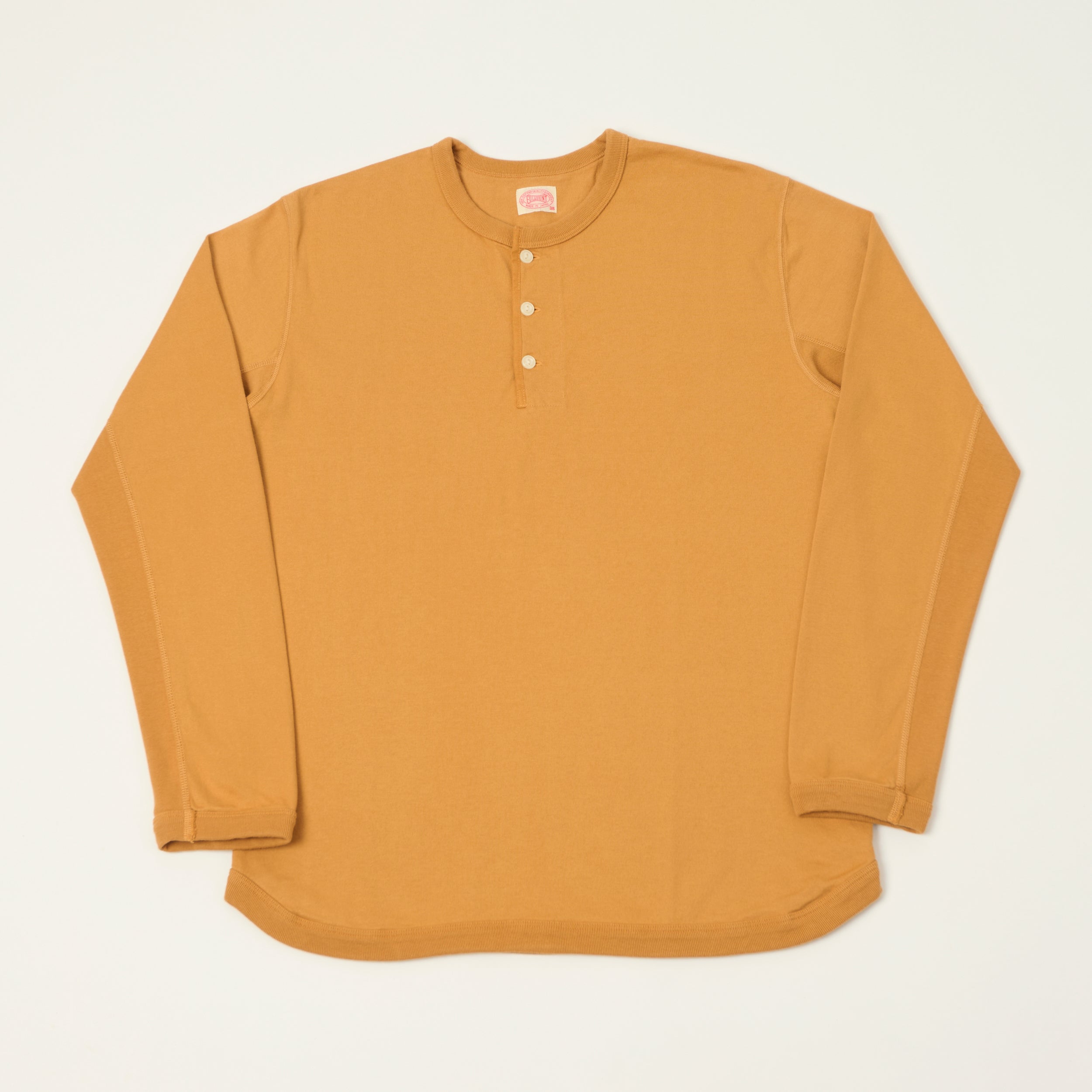 FULLCOUNT 5222LH Flat Seam Heavyweight Henley - Saffron