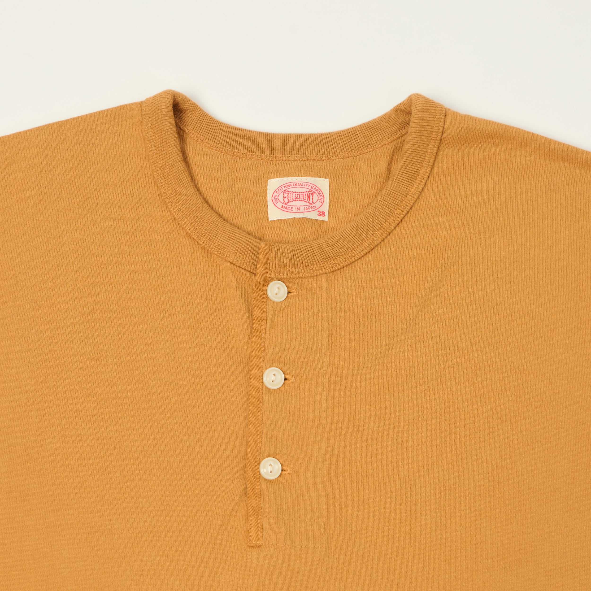 FULLCOUNT 5222LH Flat Seam Heavyweight Henley - Saffron
