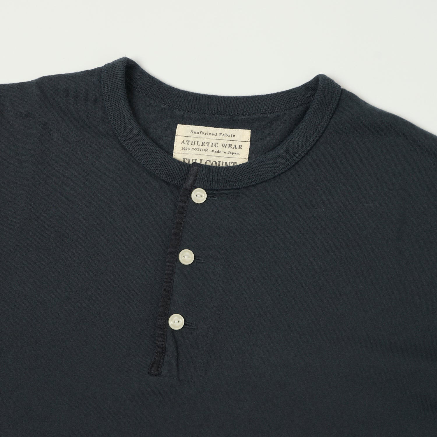 FULLCOUNT 5222LH Flat Seam Heavyweight Henley - Ink Black