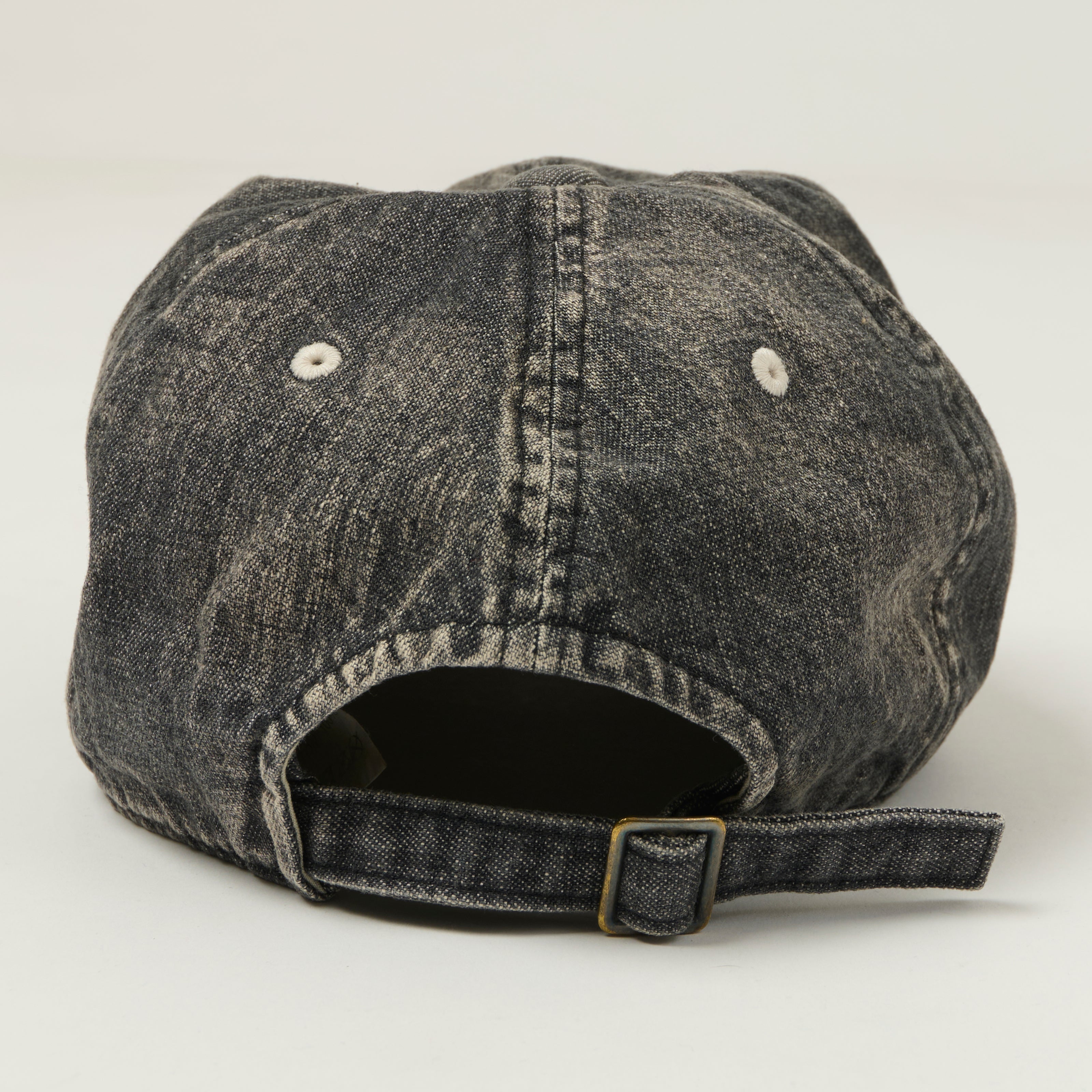 FULLCOUNT 6843 Six Panel Denim Baseball Cap 'F' Patch - Black Vintage Wash