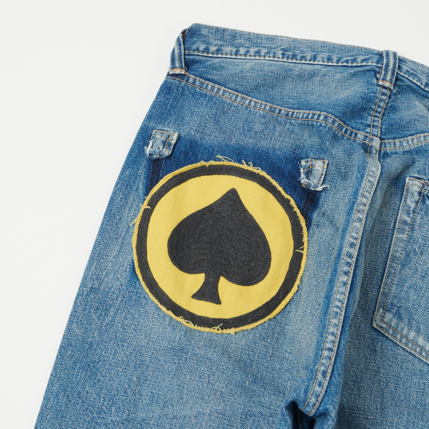 FULLCOUNT 0105HA Patched 13.7oz Wide Straight Jean - 'Dartford' Wash