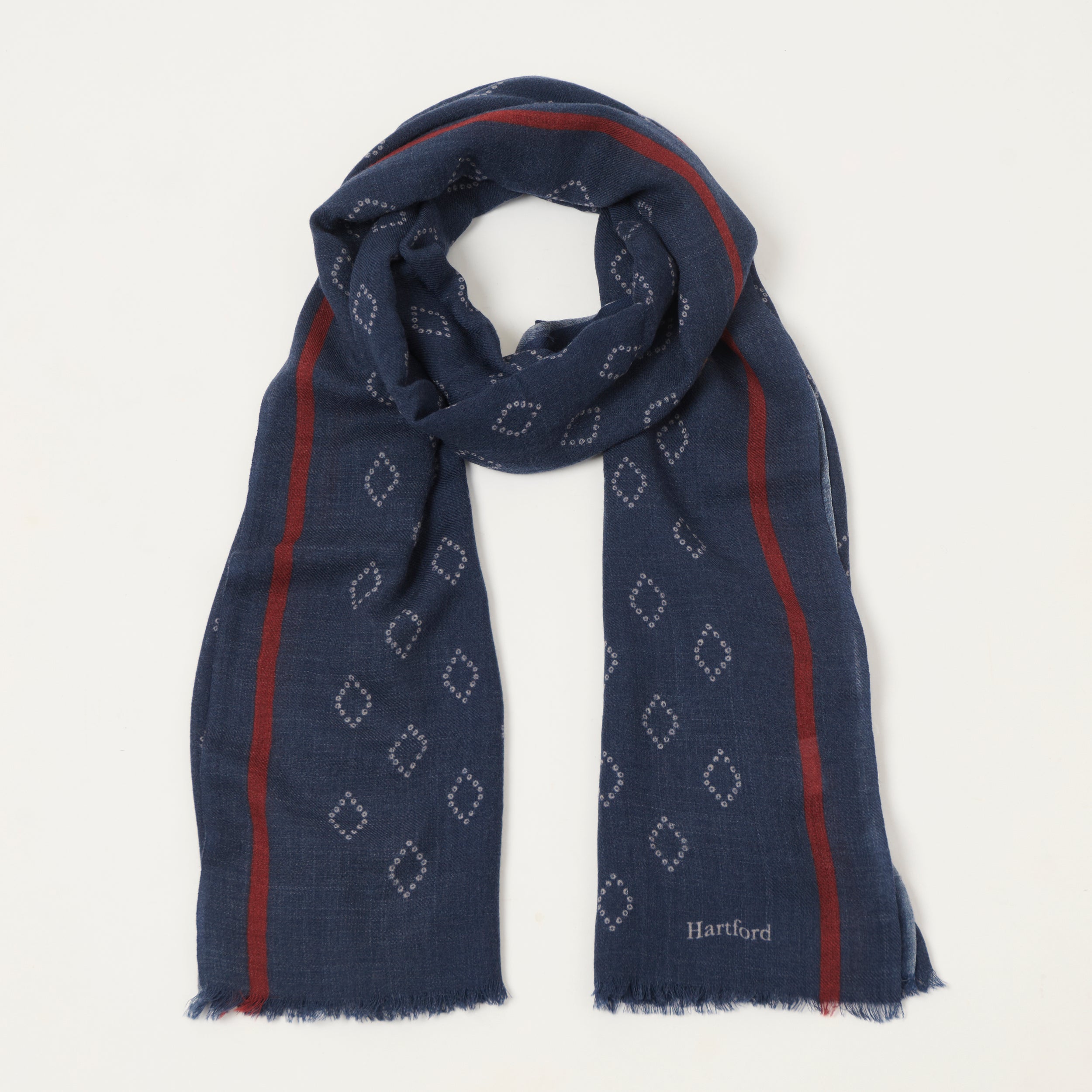 Hartford 'Graphic' Wool Bandana Scarf - Indigo