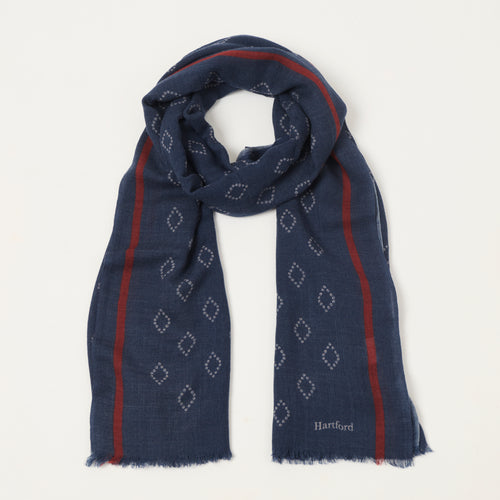 Hartford 'Graphic' Wool Bandana Scarf - Indigo