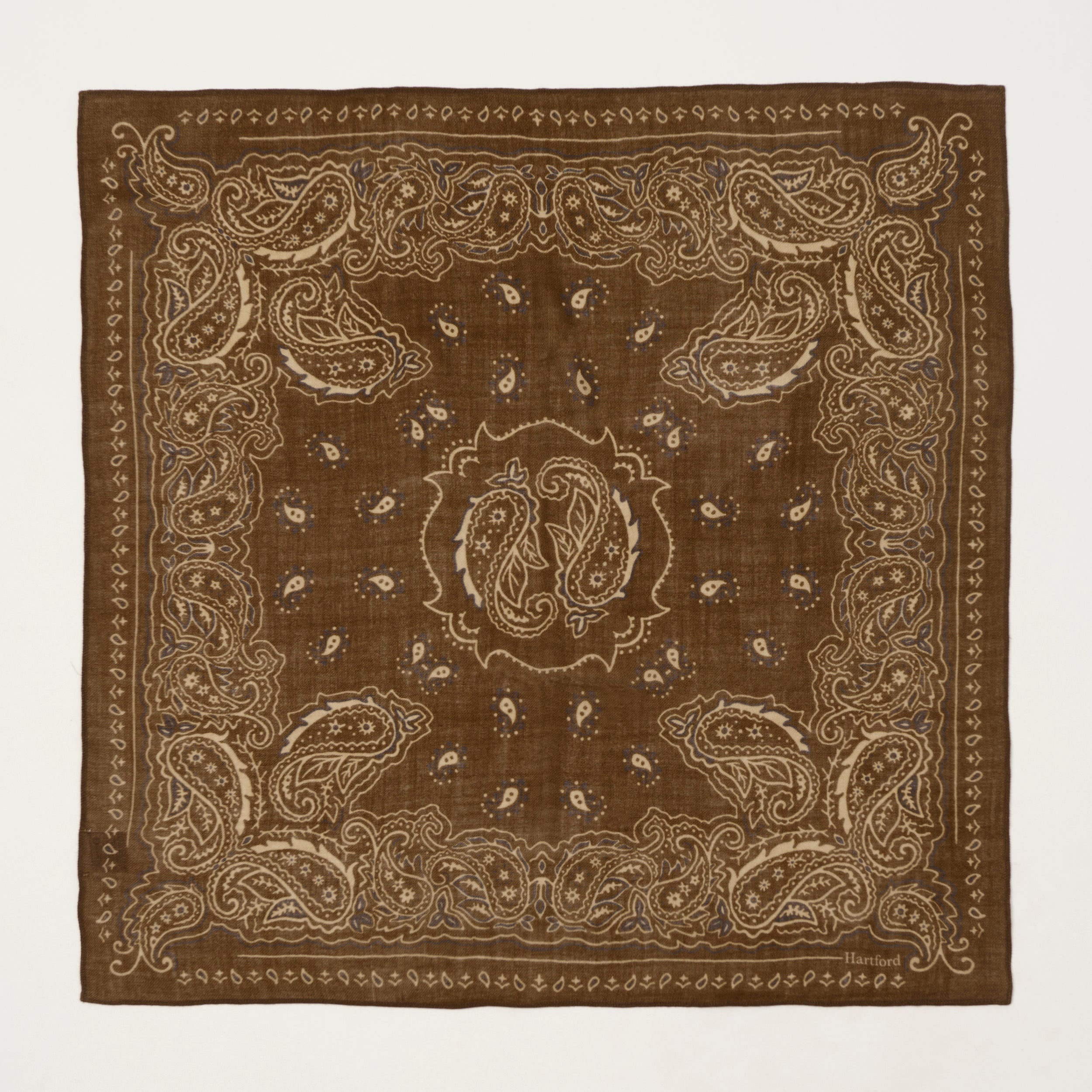 Hartford Paisley Wool Bandana - Taupe