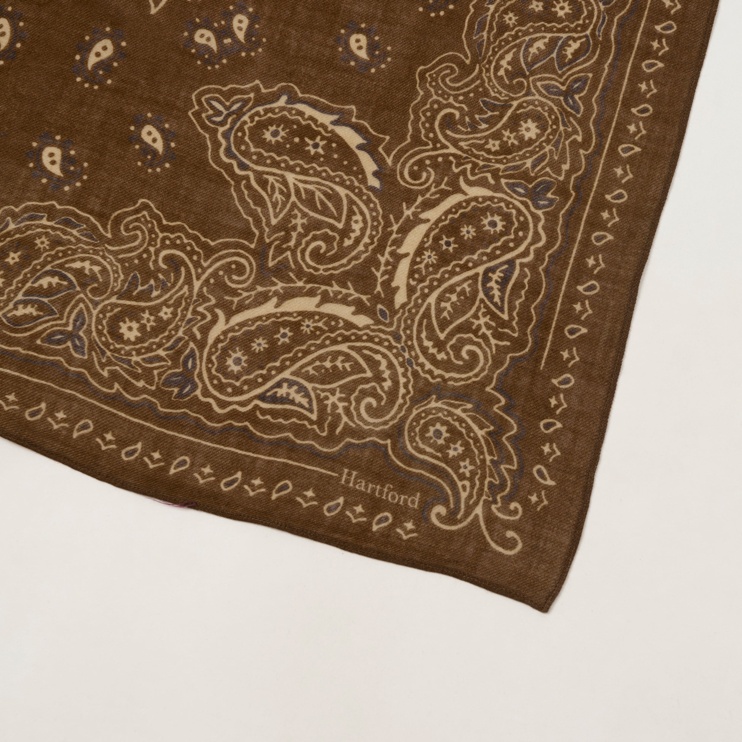 Hartford Paisley Wool Bandana - Taupe
