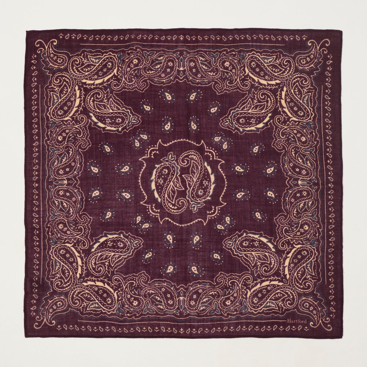 Hartford Paisley Wool Bandana - Wine