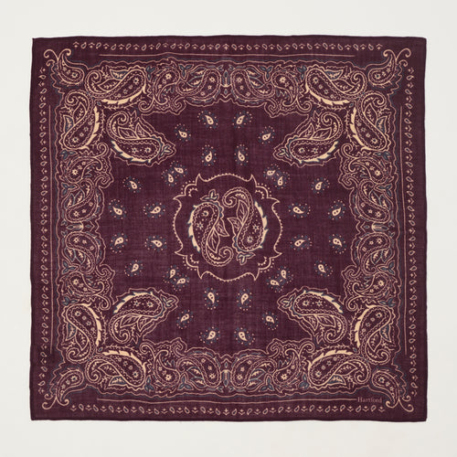 Hartford Paisley Wool Bandana - Wine