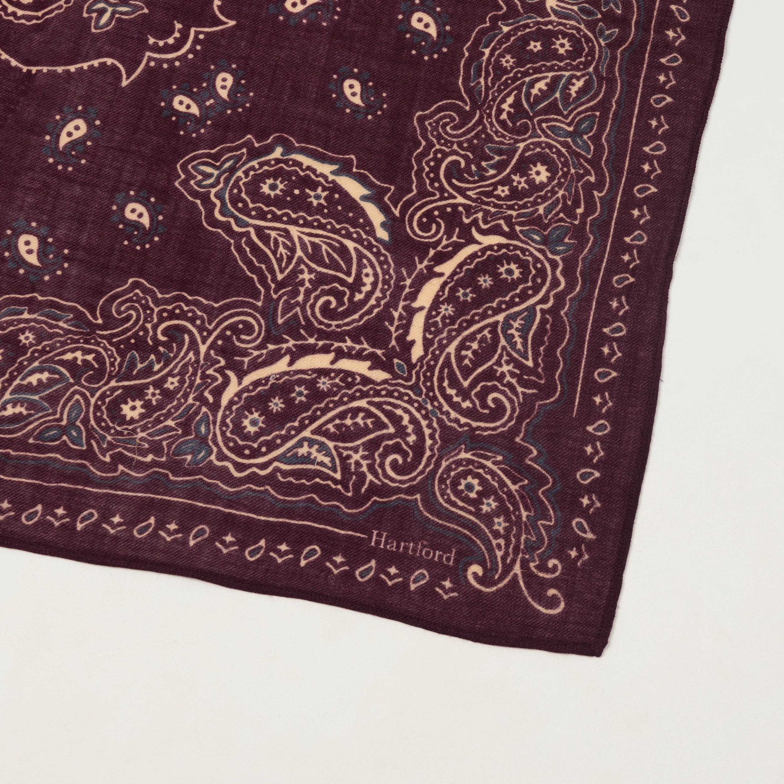 Hartford Paisley Wool Bandana - Wine