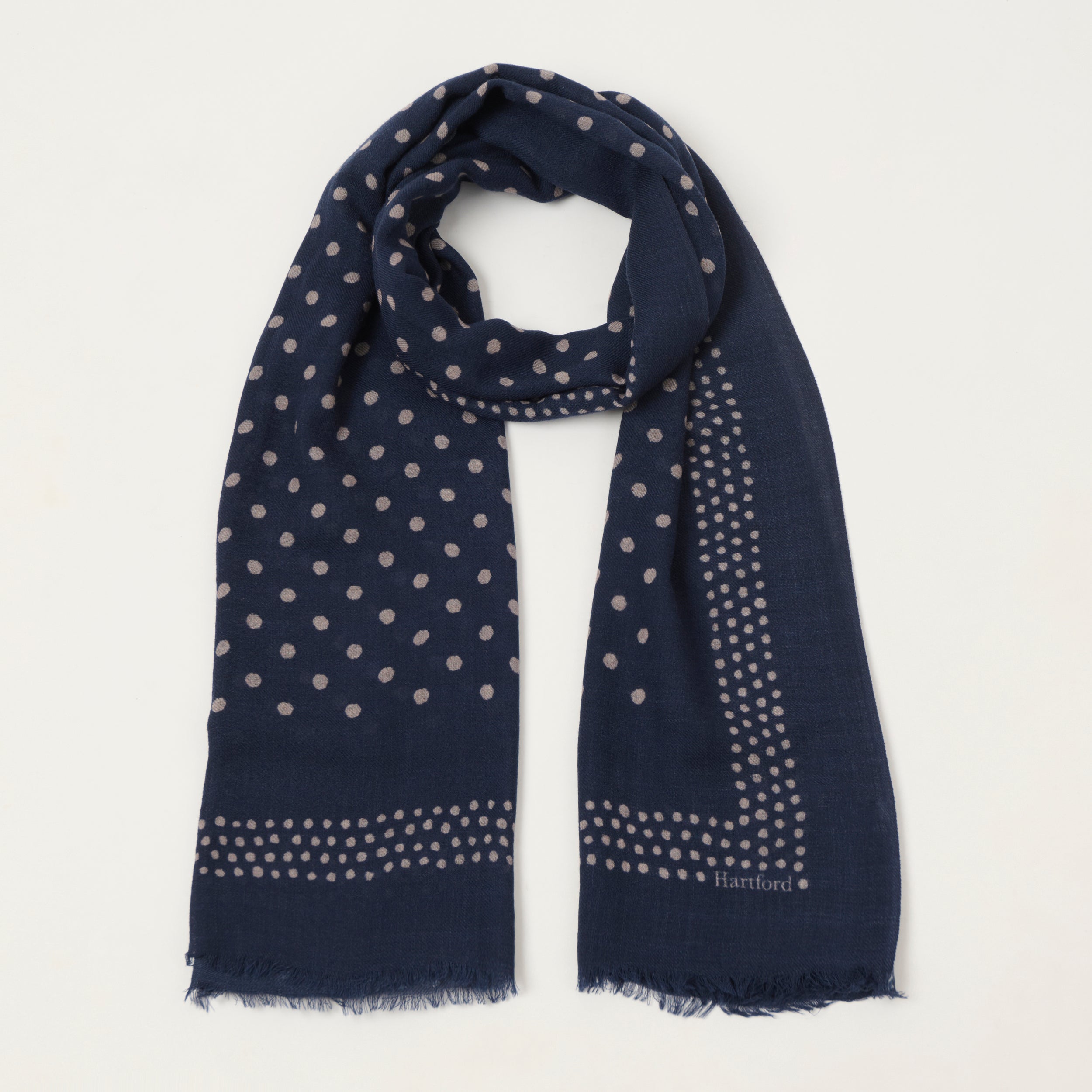 Hartford 'Spots' Wool Bandana Scarf - Indigo