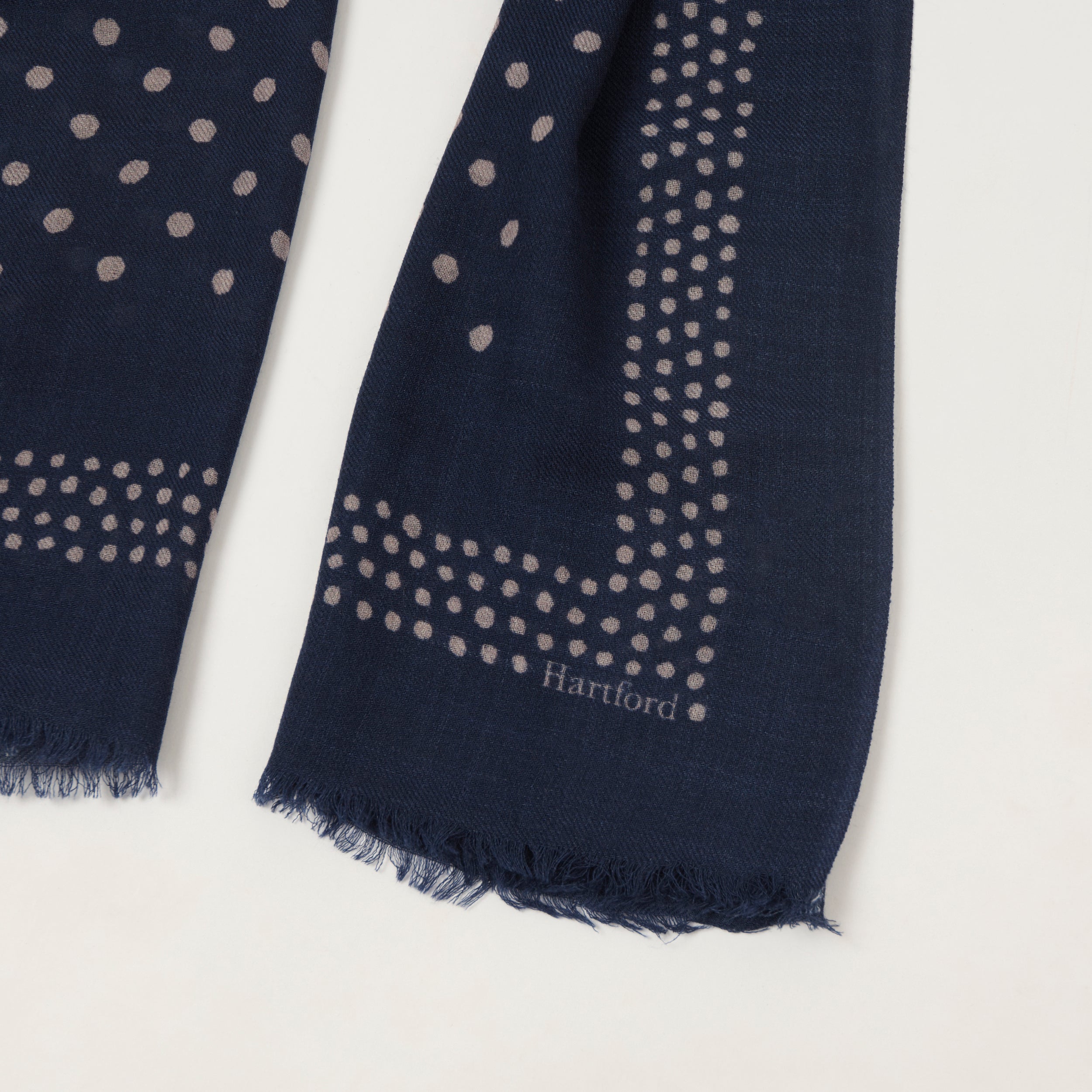 Hartford 'Spots' Wool Bandana Scarf - Indigo