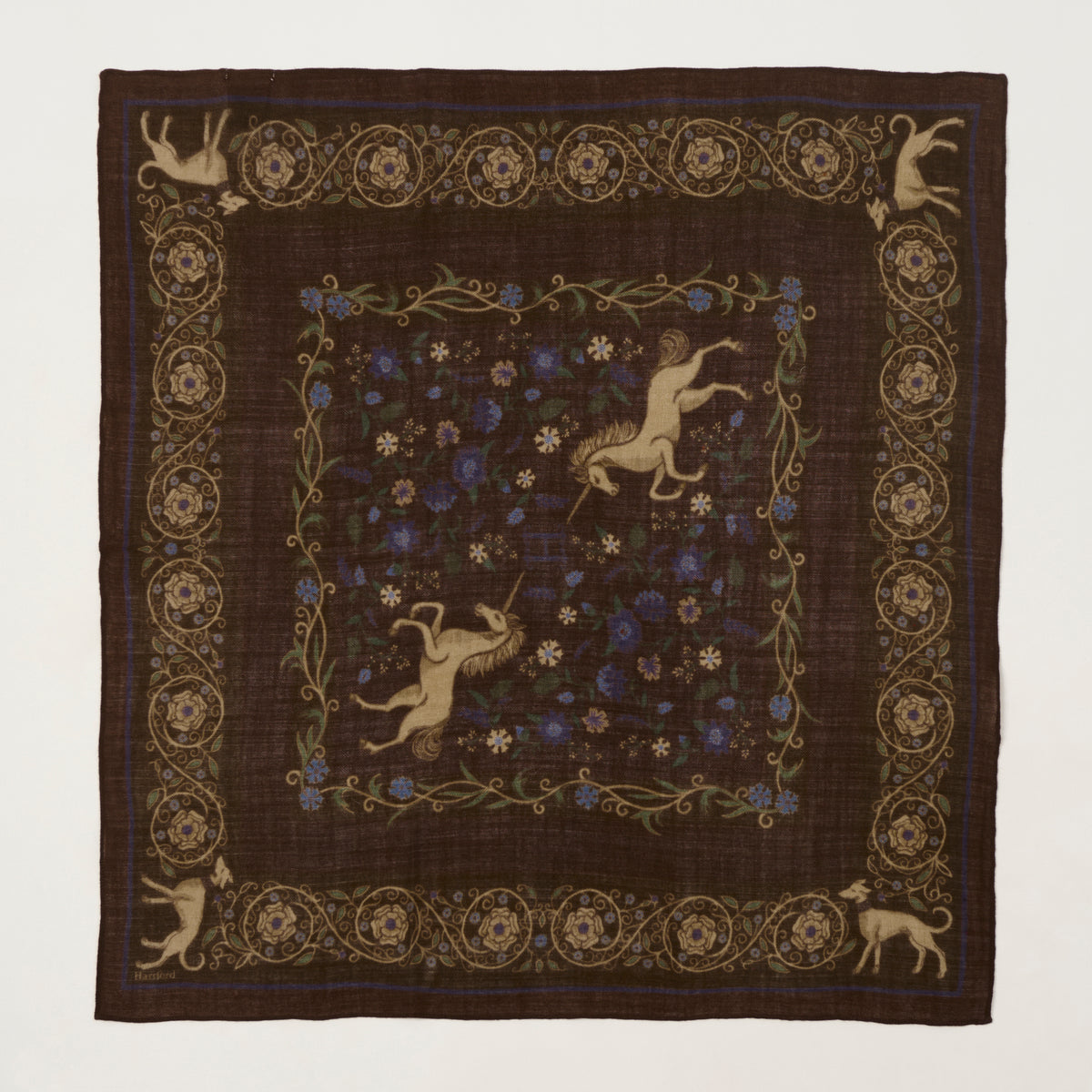 Hartford 'Unicorn' Wool Bandana Scarf - Brown