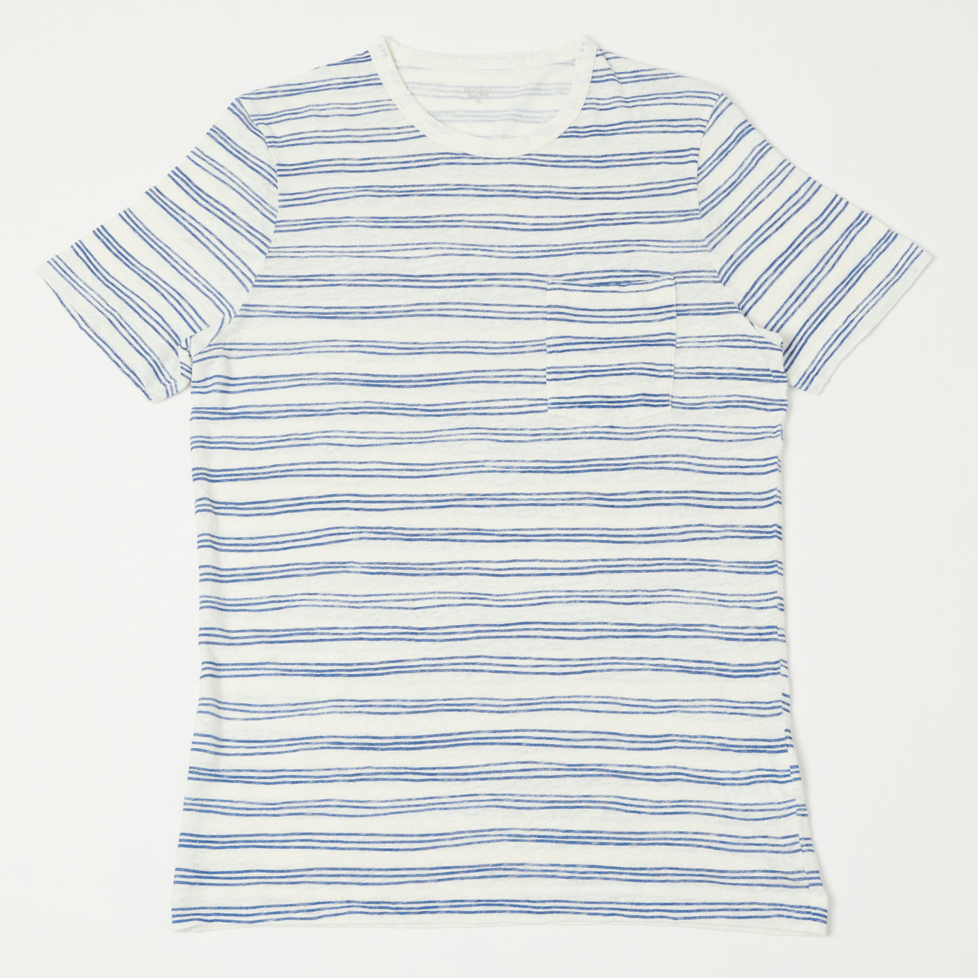 Hartford Linen Painted Stripe T-Shirt - White/Blue