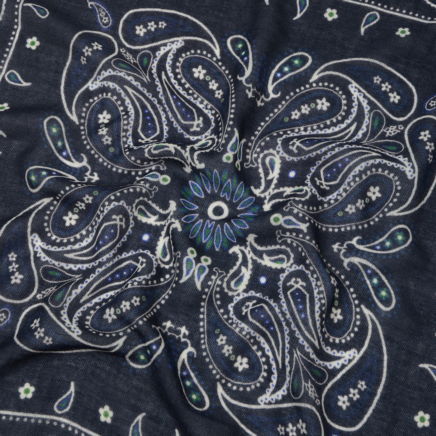 Hartford Paisley Wool Bandana Scarf - Navy
