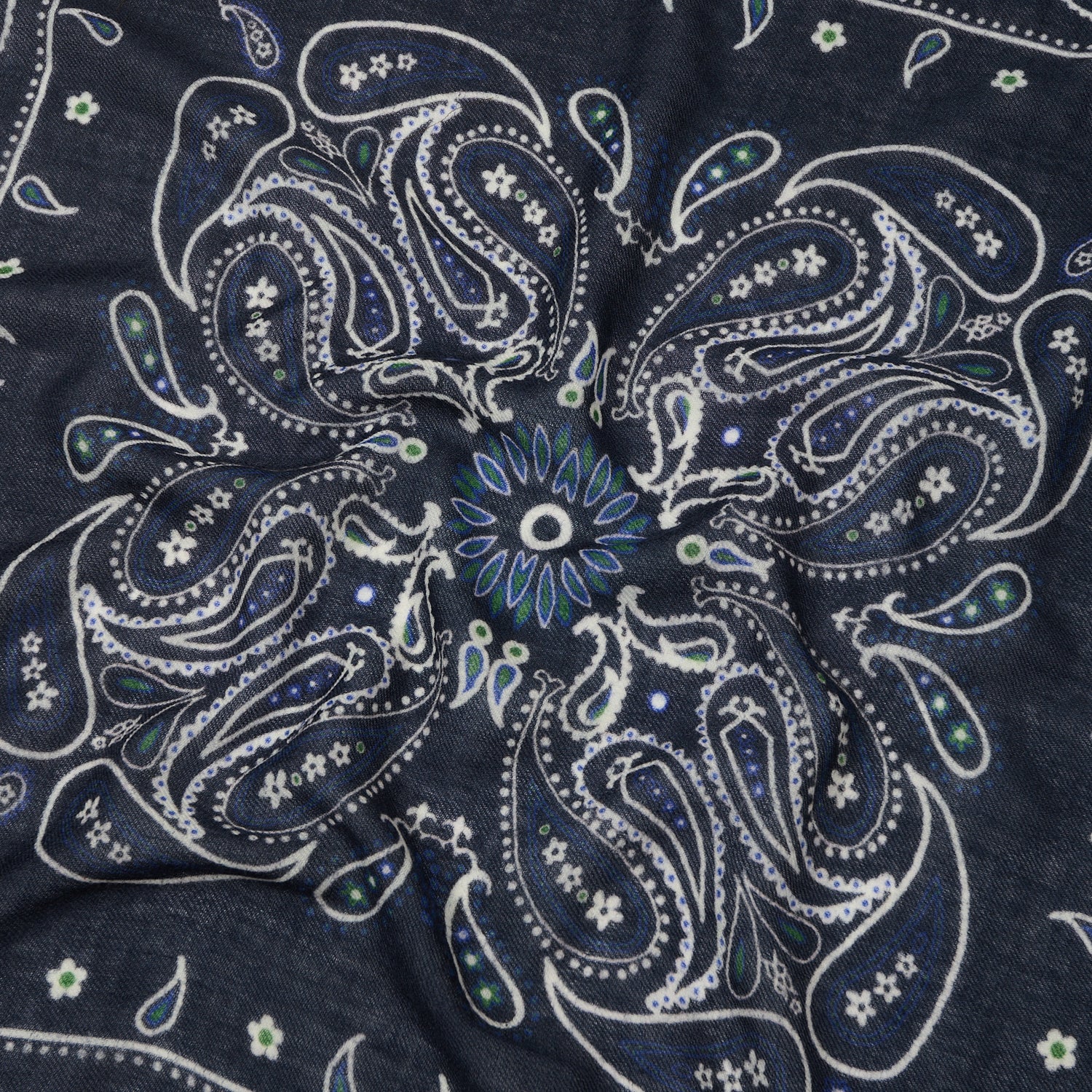 Hartford Paisley Wool Bandana Scarf - Navy
