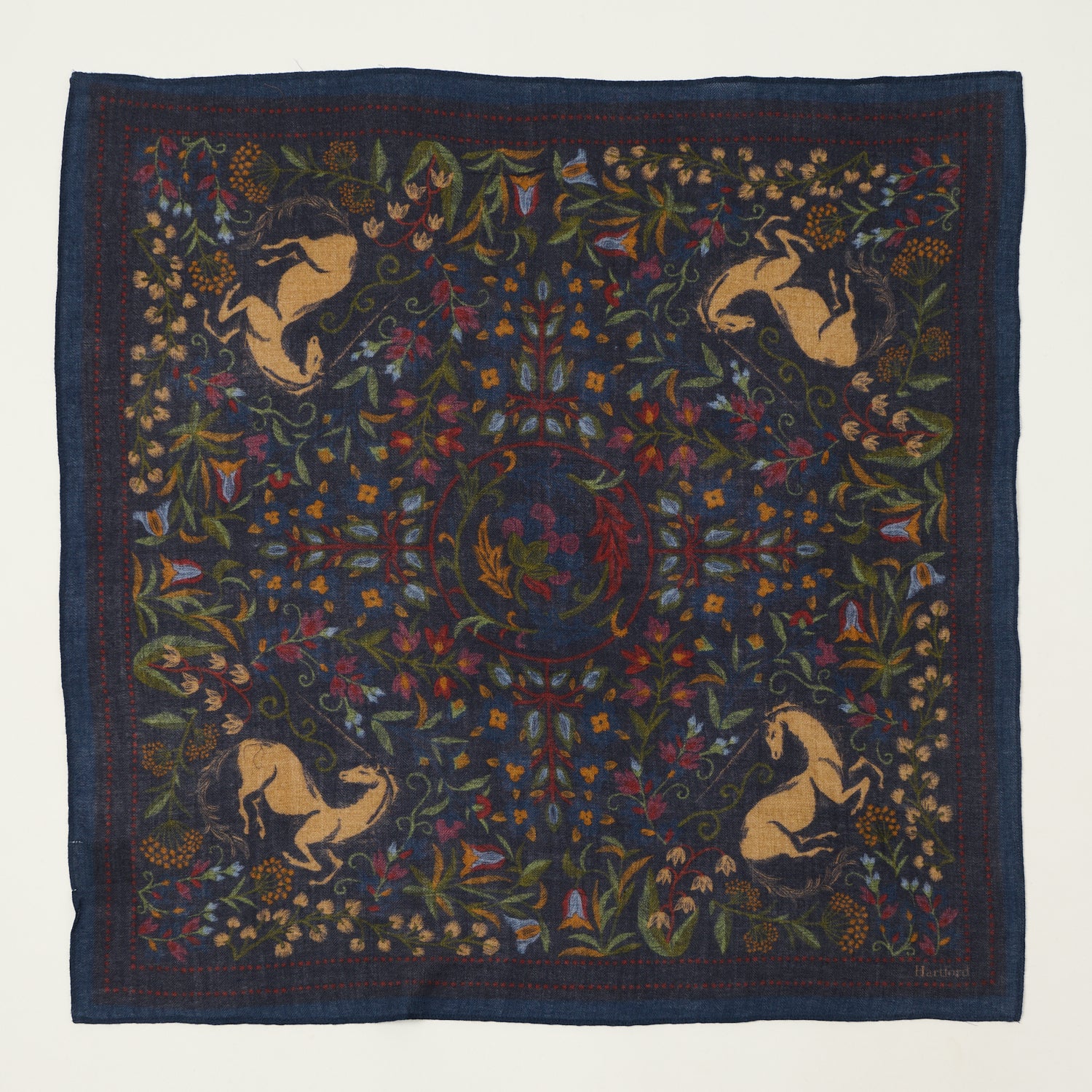 Hartford 'Unicorn' Wool Bandana Scarf - Indigo