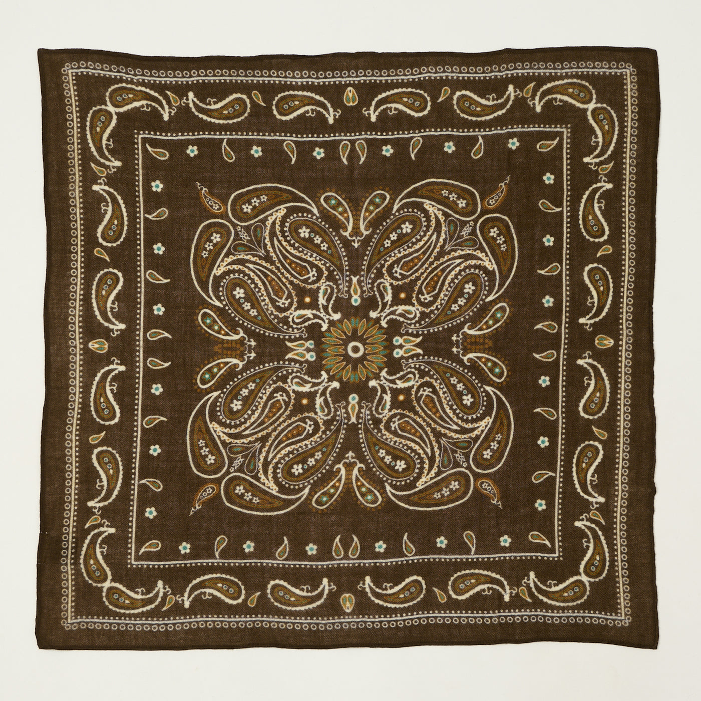 Hartford Paisley Wool Bandana Scarf - Brown