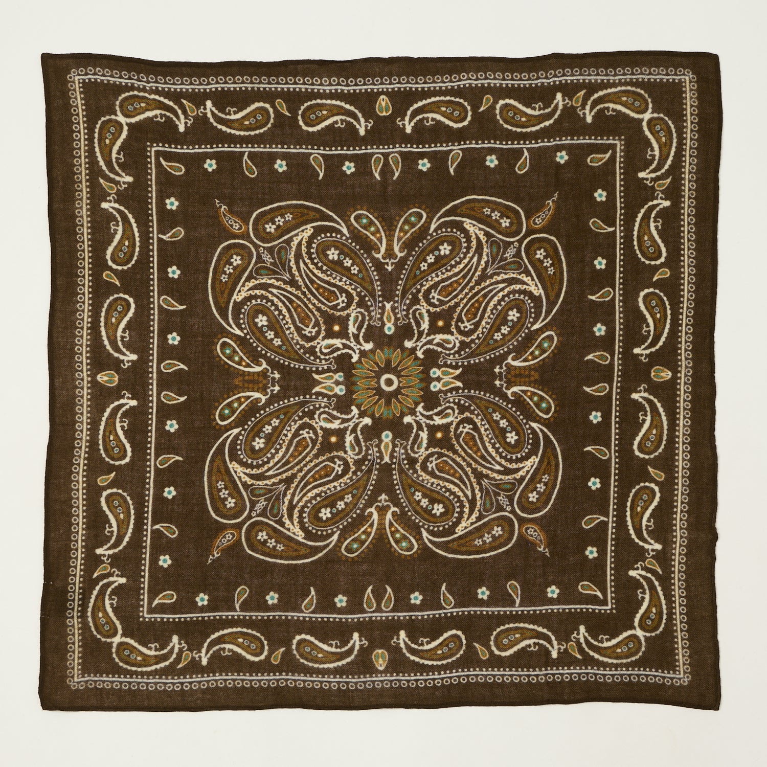 Hartford Paisley Wool Bandana Scarf - Brown