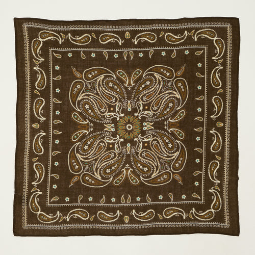 Hartford Paisley Wool Bandana Scarf - Brown