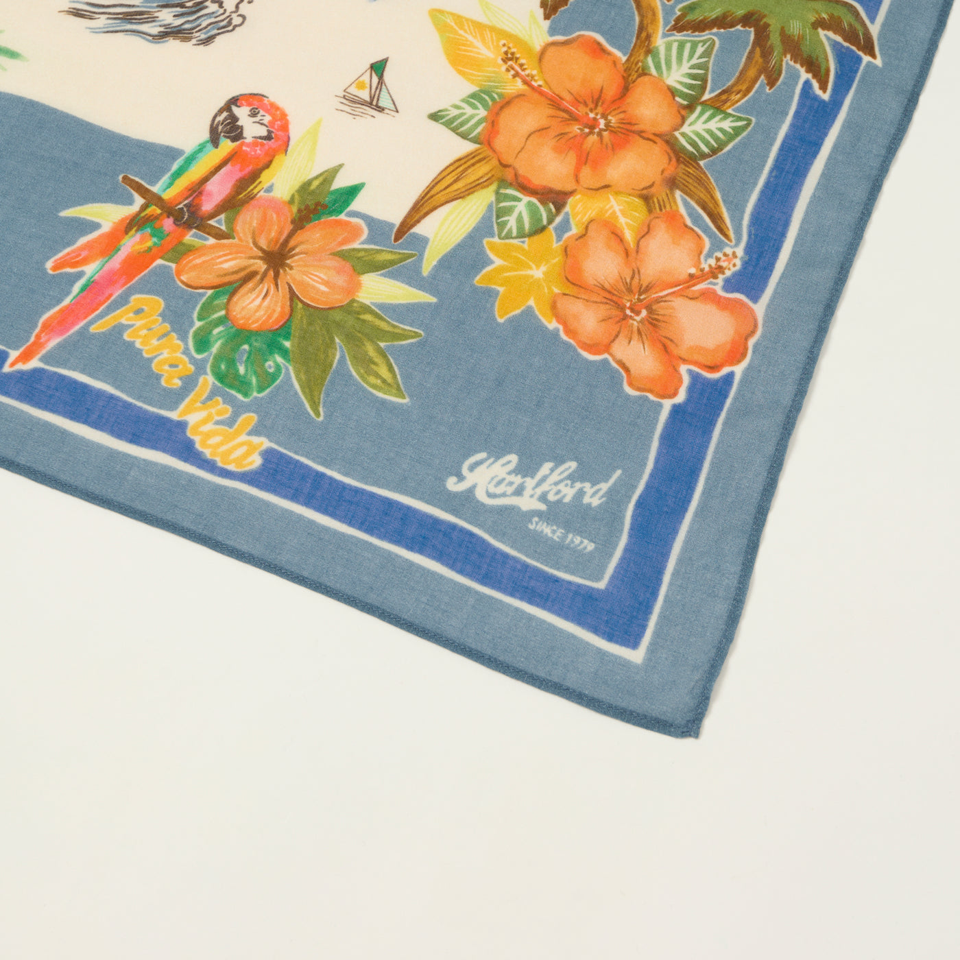 Hartford 'Costa Rica' Souvenir Cotton Bandana - Denim Blue