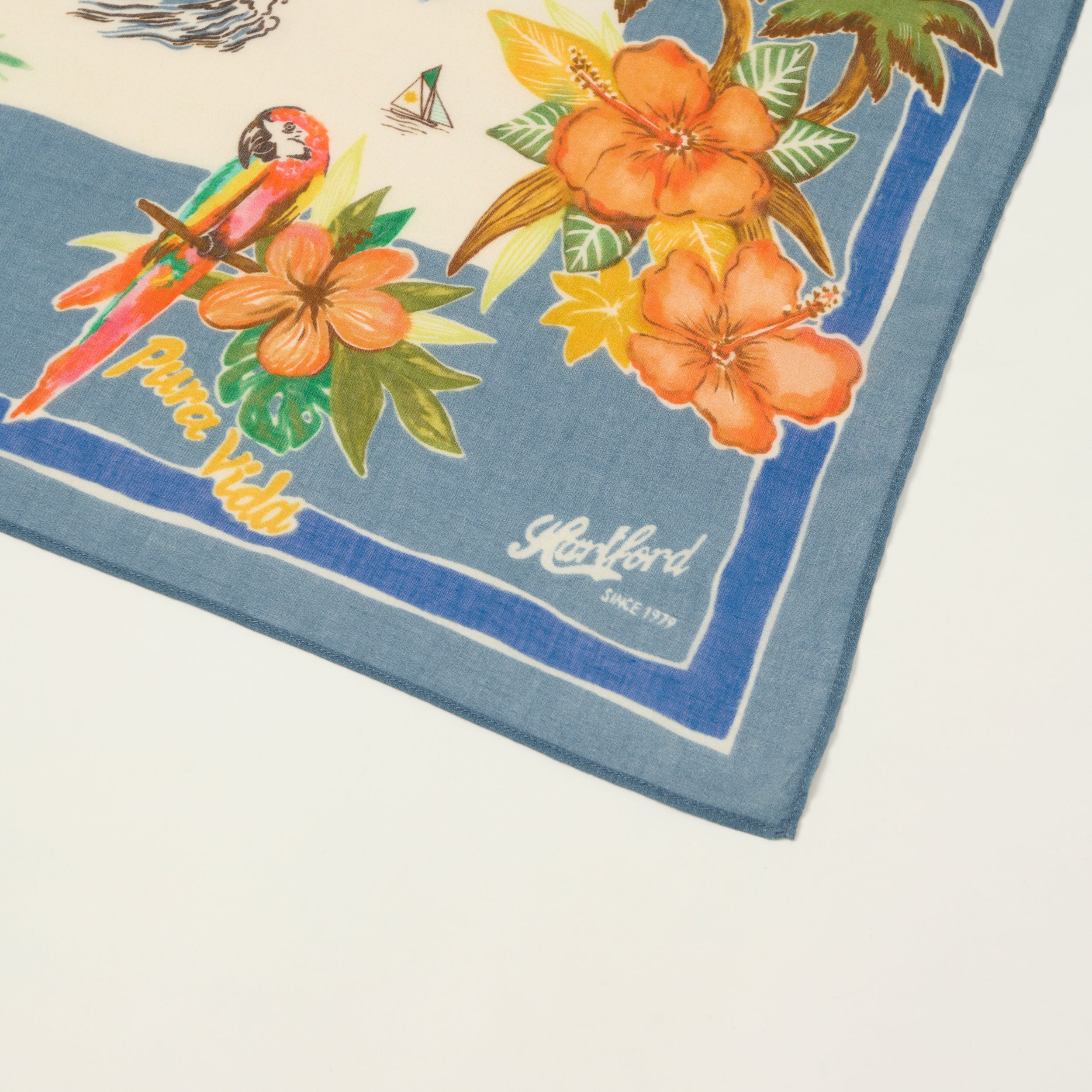 Hartford 'Costa Rica' Souvenir Cotton Bandana - Denim Blue